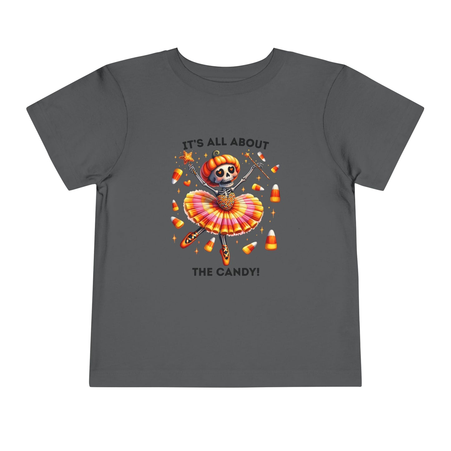 Toddler Tee - Halloween / Ballet Skeleton - It's all about the Candy! (01a)