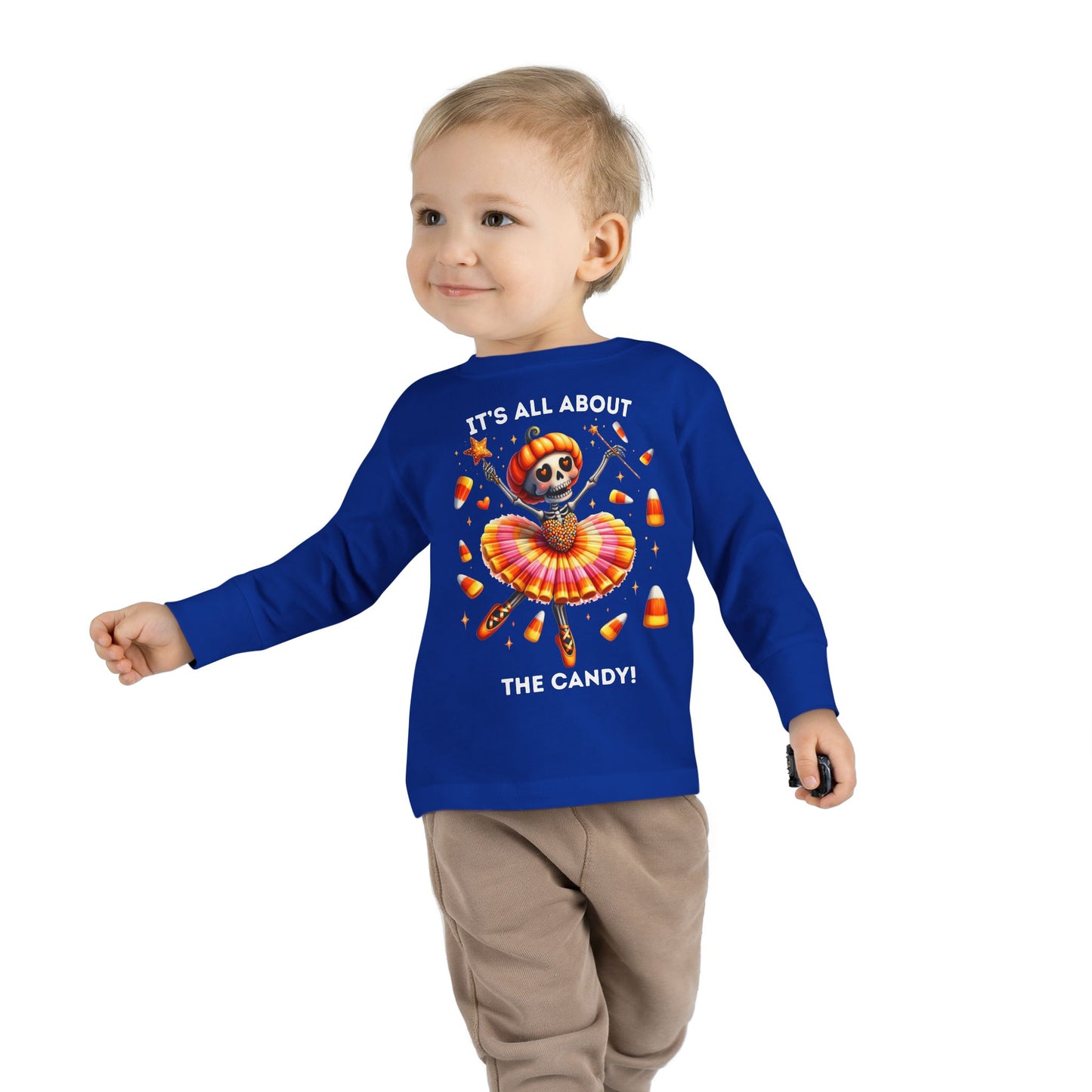 Toddler LS Tee - Halloween / Ballet Skeleton - It's all about the Candy! (01a)