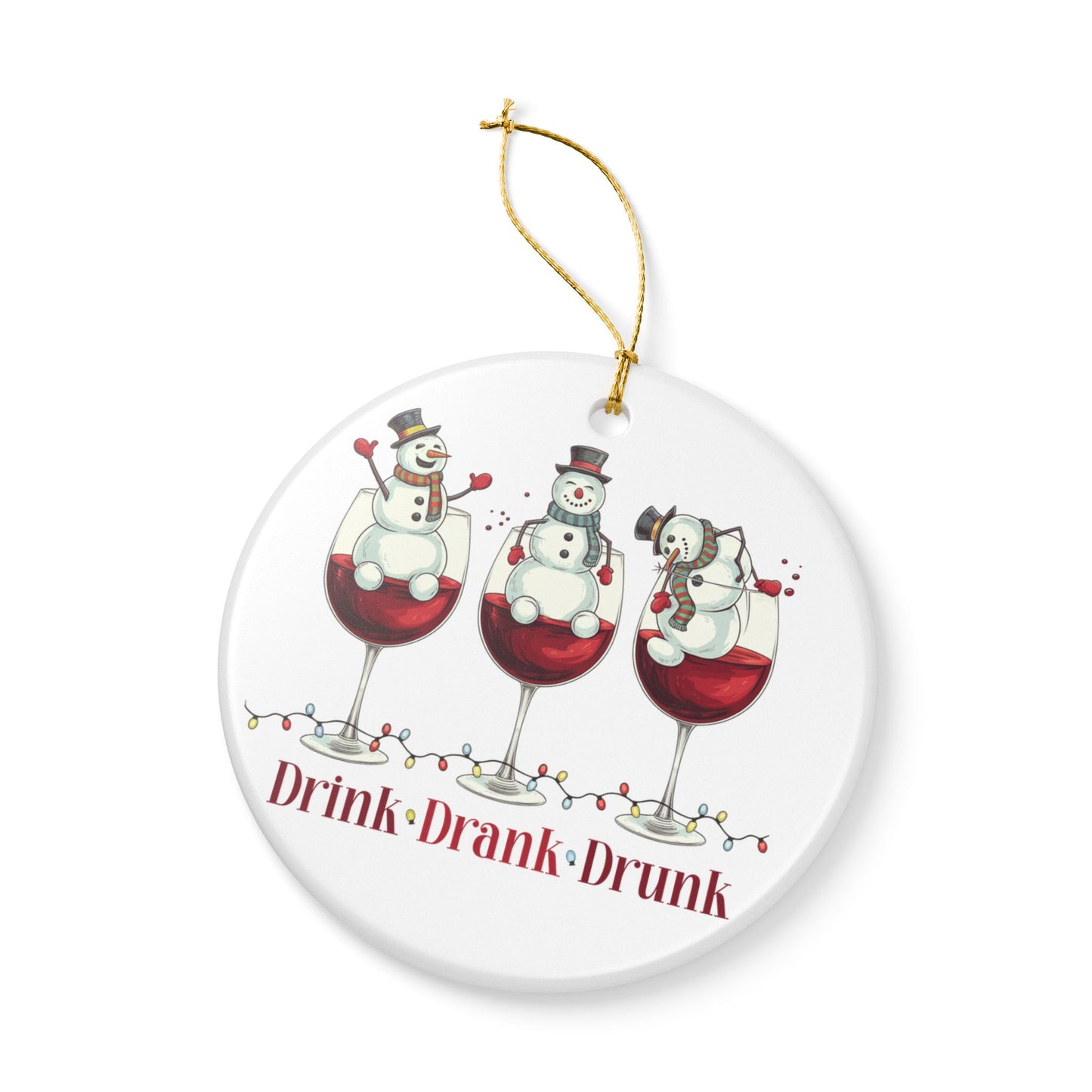 Ceramic Ornament – Christmas - Wine Snowmen (01)