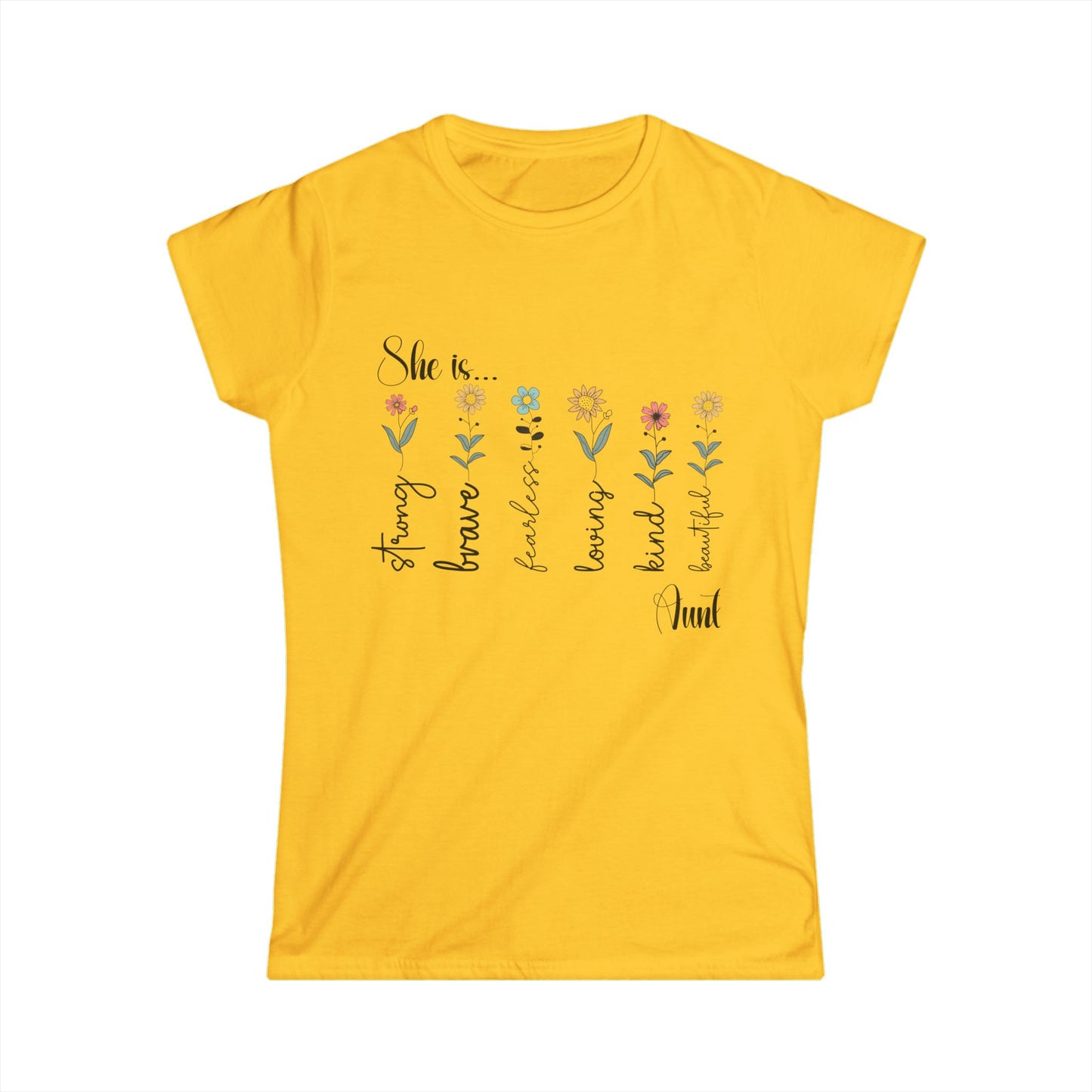 Female T-Shirt - Family / Aunt - Strong, Brave, Beautiful Floral Design (1)