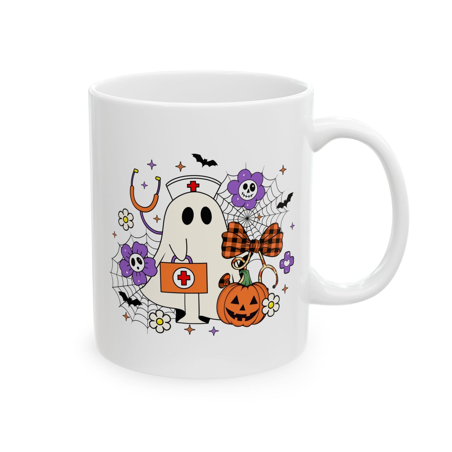 Ceramic Mug - Medical / Halloween Ghost with Medical Stuff (01a)