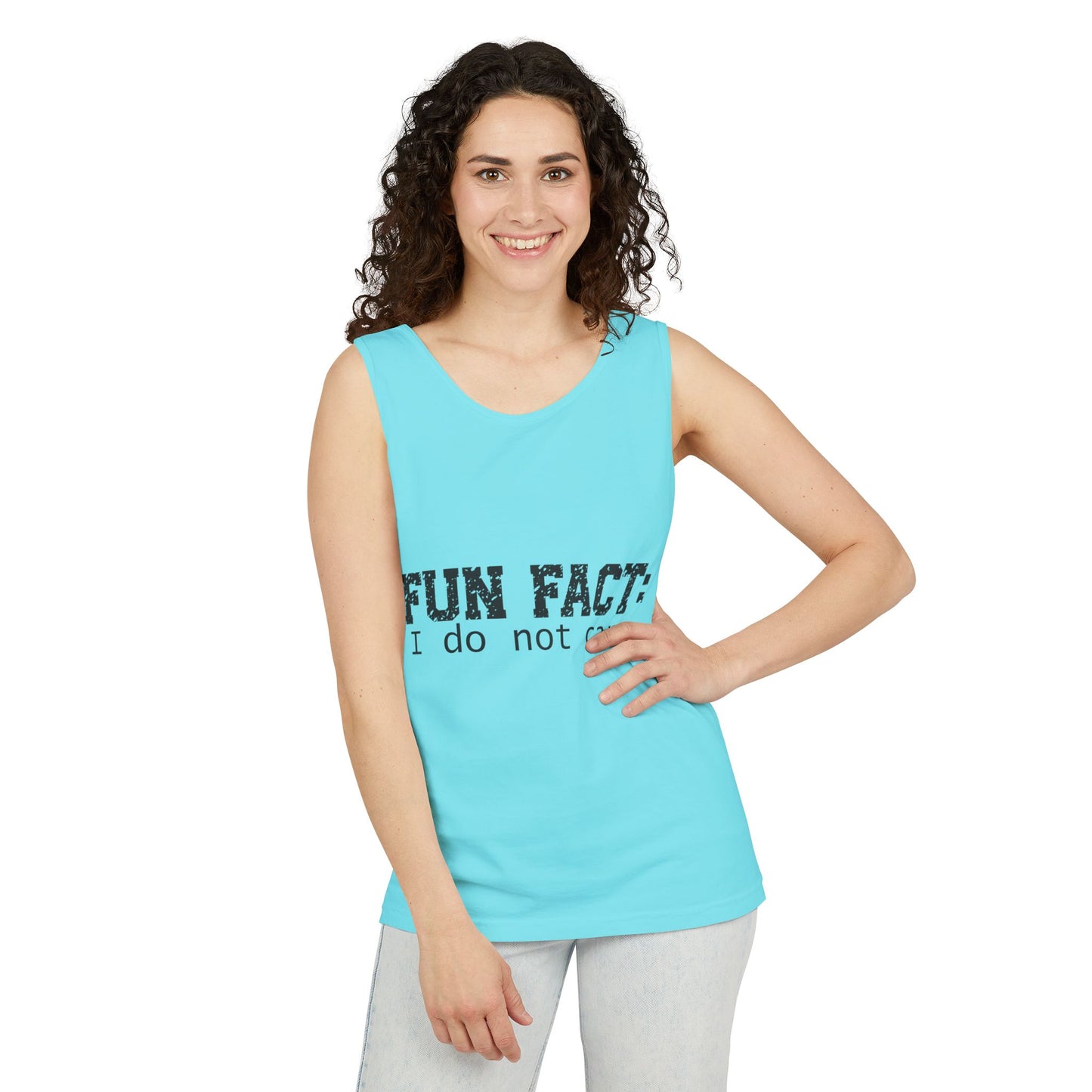 Unisex Tank Top - Funny - Fun Fact: I Do Not Care - Black Writing