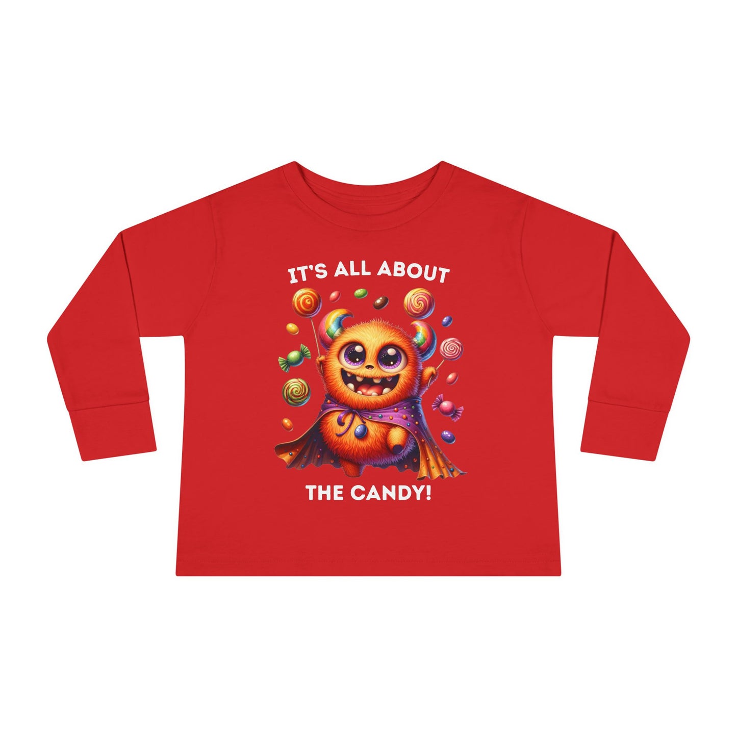 Toddler LS Tee - Halloween / Monster - It's all about the Candy! (01a)
