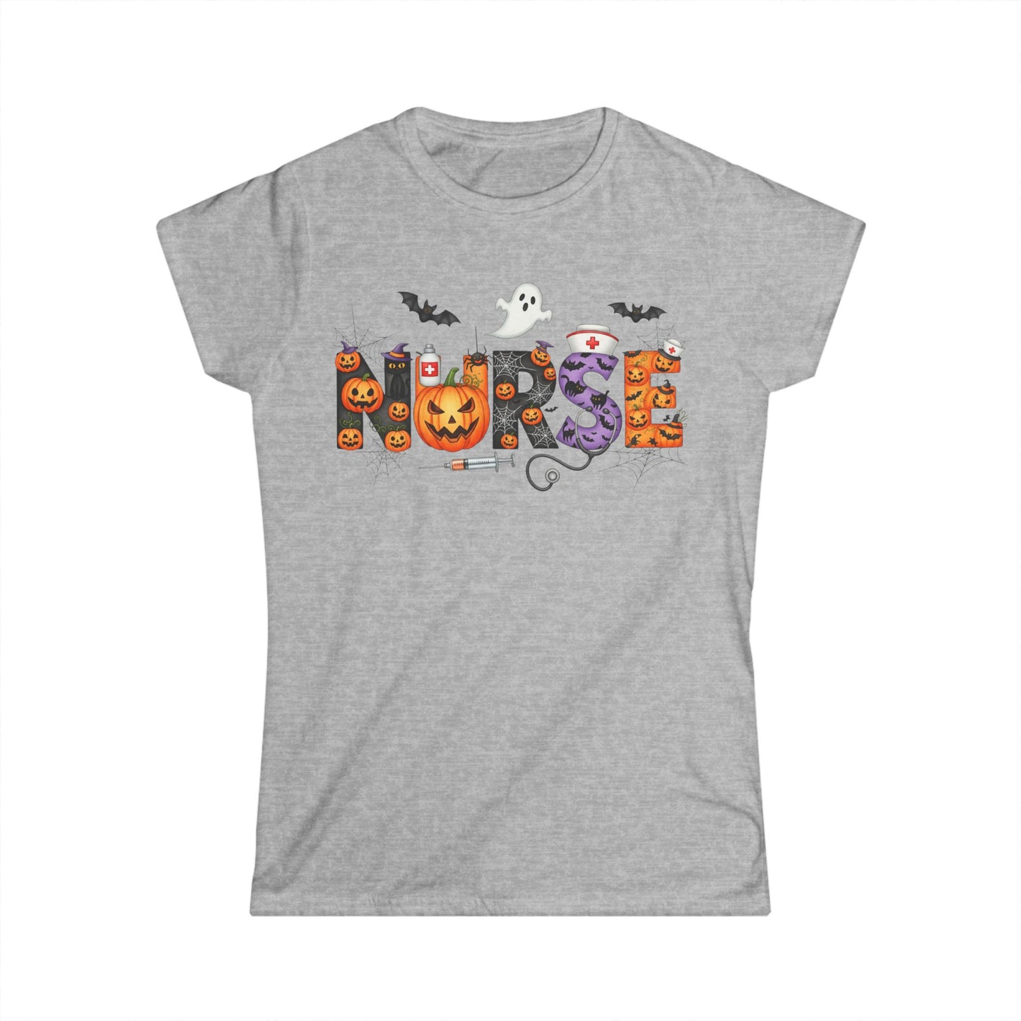 Female T-Shirt - Nurse / Halloween - Nurse w Halloween Decor (01a)