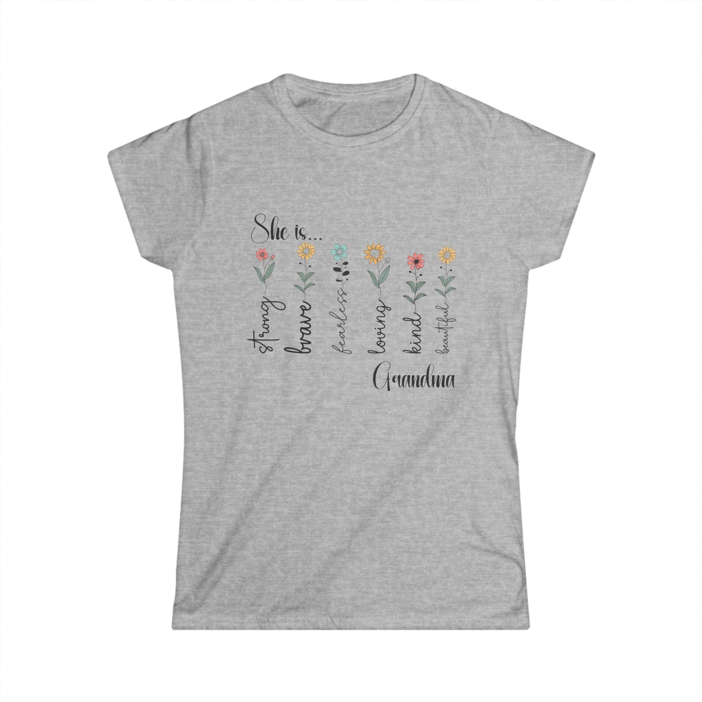 Female T-Shirt - Family / Grandma - Strong, Brave, Beautiful Floral Design (1)
