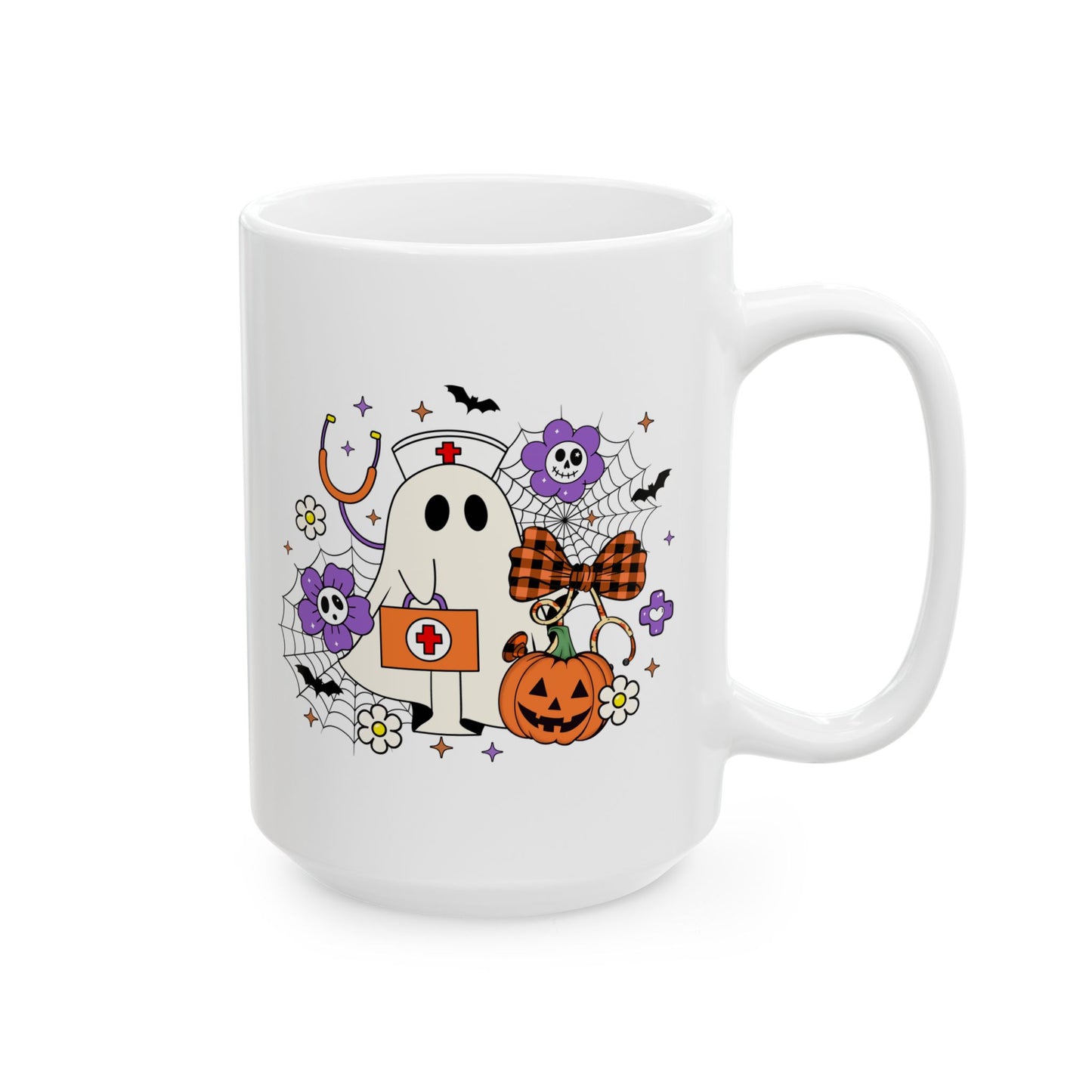 Ceramic Mug - Medical / Halloween Ghost with Medical Stuff (01a)