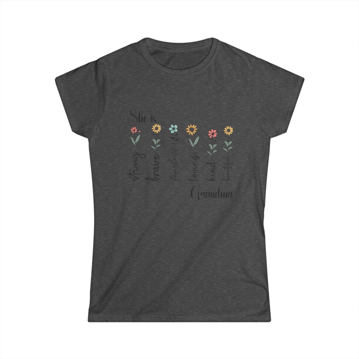 Female T-Shirt - Family / Grandma - Strong, Brave, Beautiful Floral Design (1)
