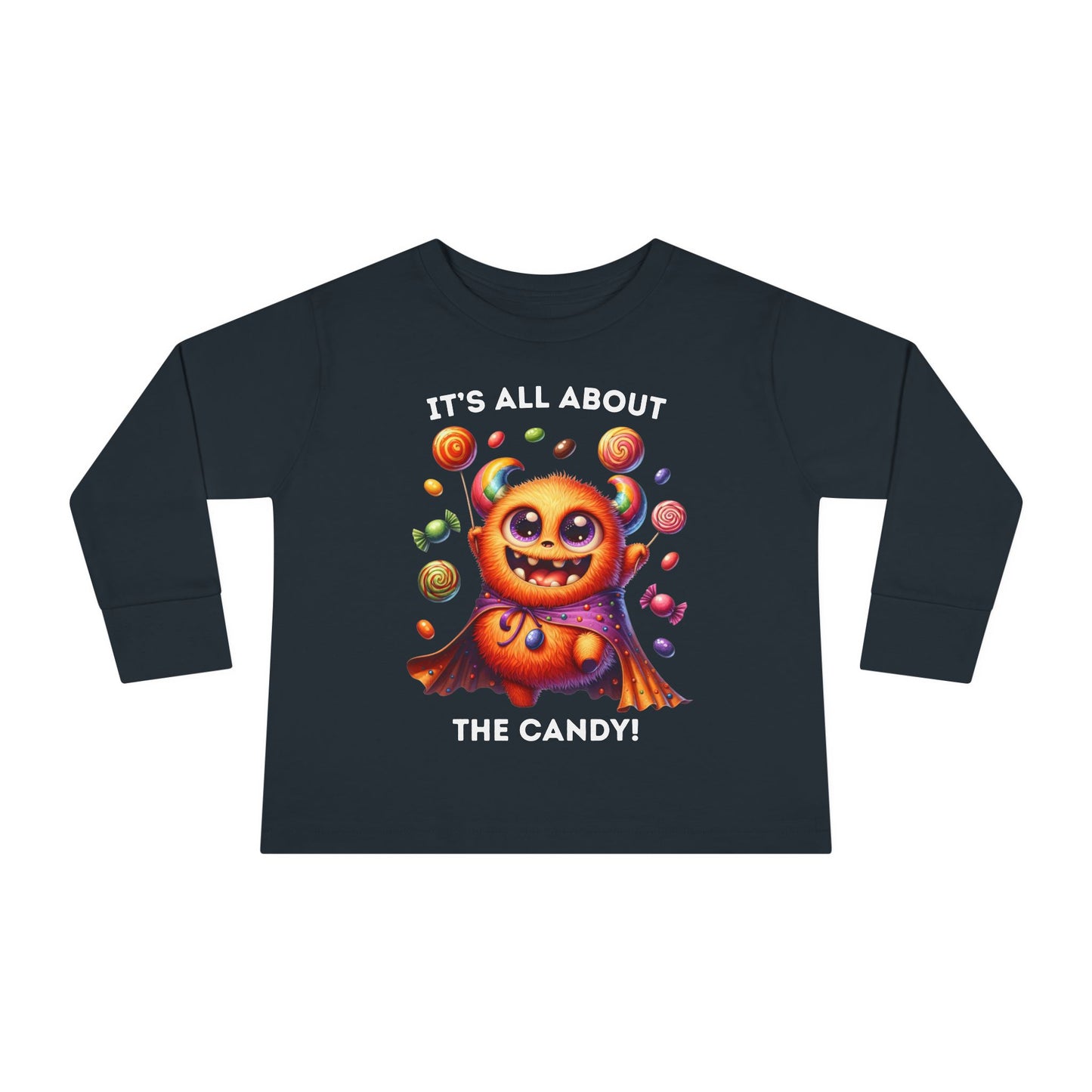 Toddler LS Tee - Halloween / Monster - It's all about the Candy! (01a)
