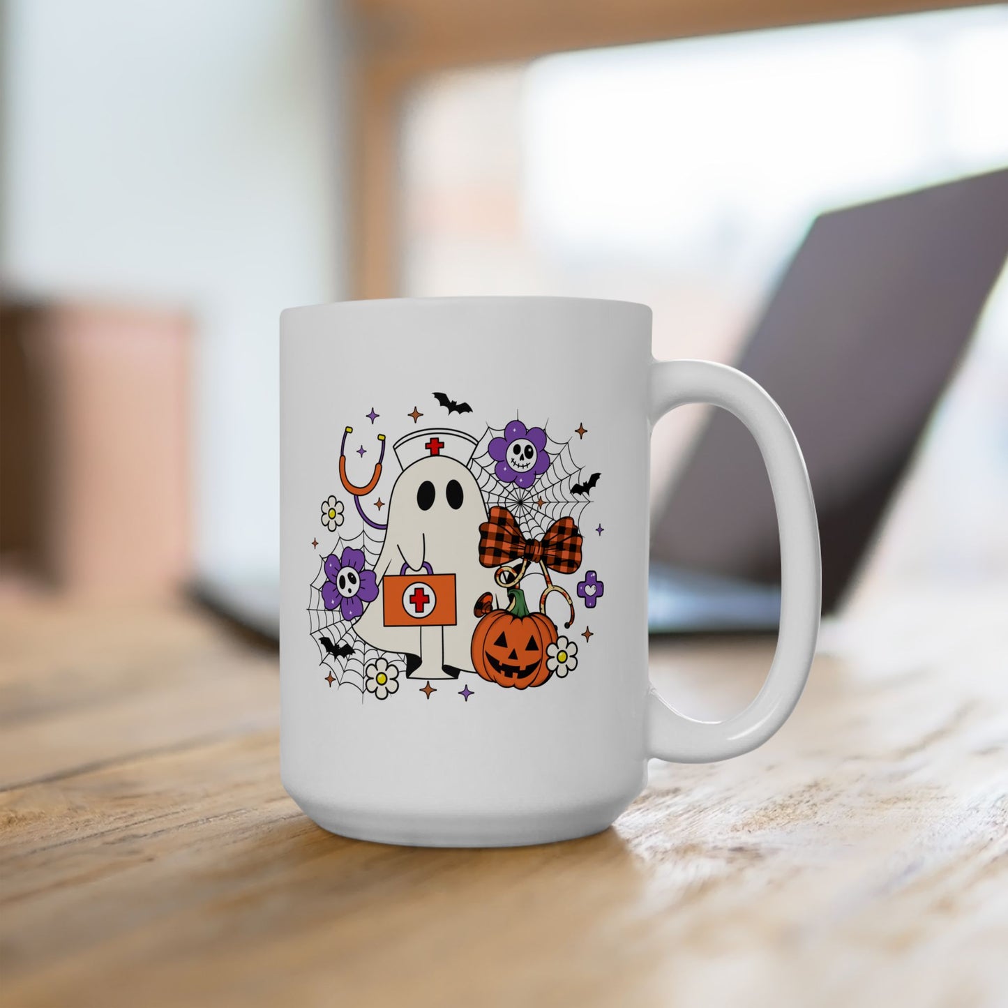 Ceramic Mug - Medical / Halloween Ghost with Medical Stuff (01a)