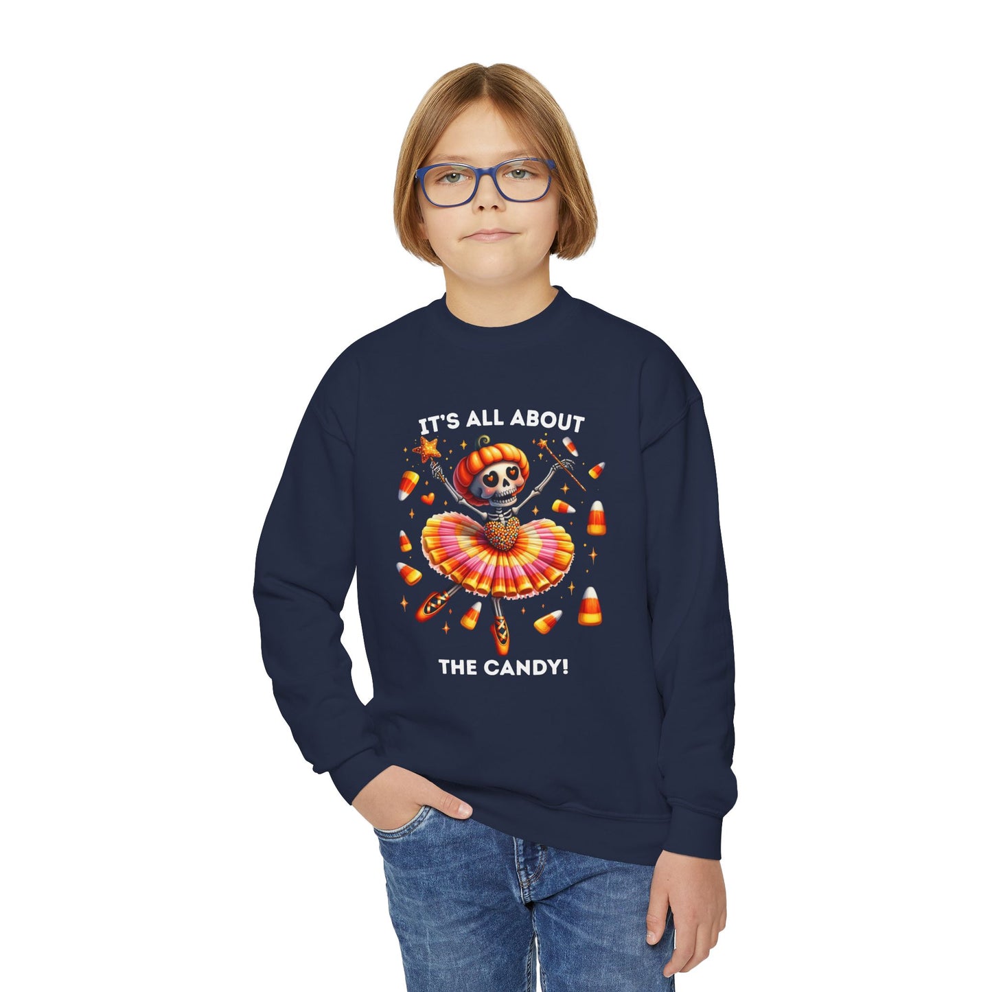Child Sweatshirt - Halloween / Ballet Skeleton - It's all about the Candy! (01a)