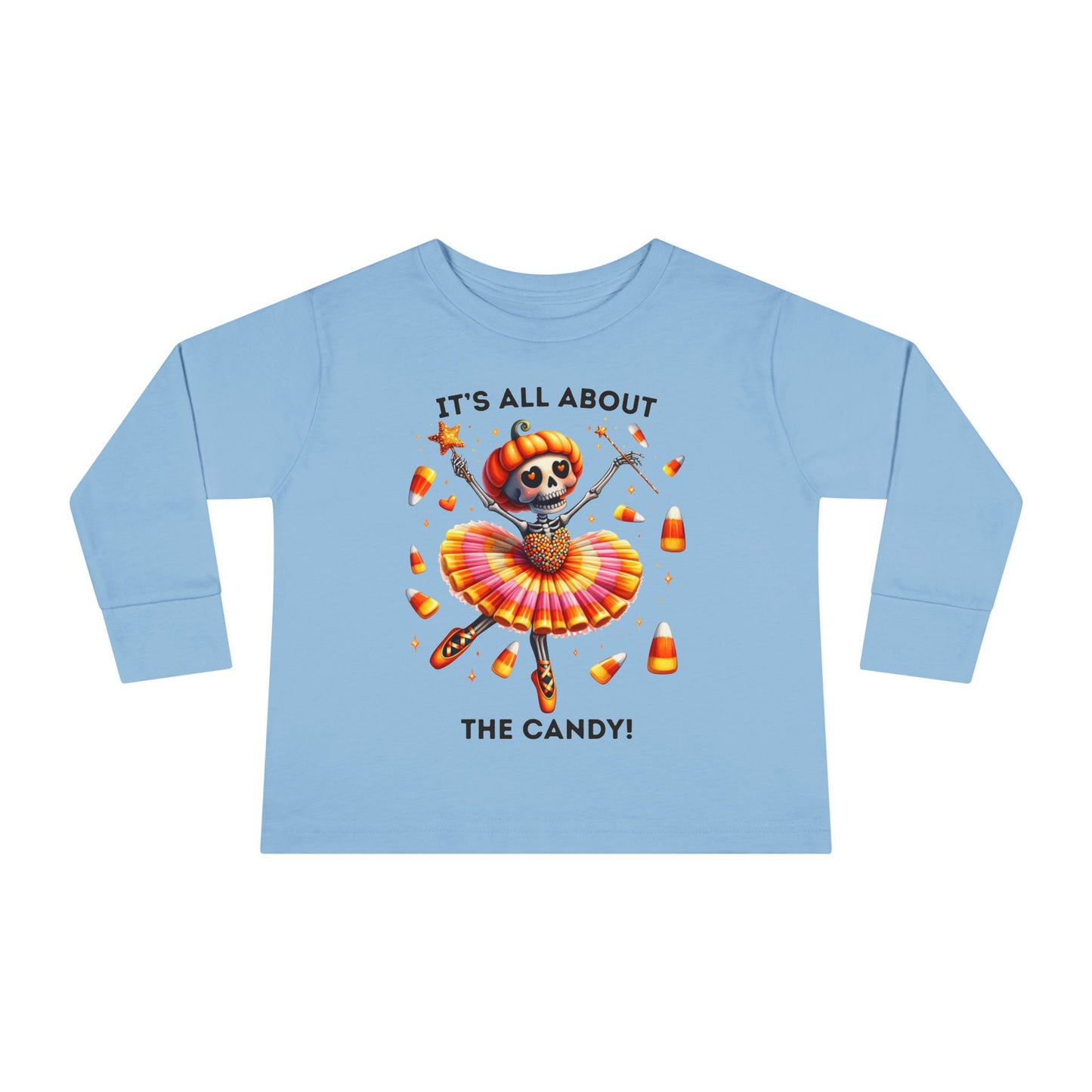 Toddler LS Tee - Halloween / Ballet Skeleton - It's all about the Candy! (01a)