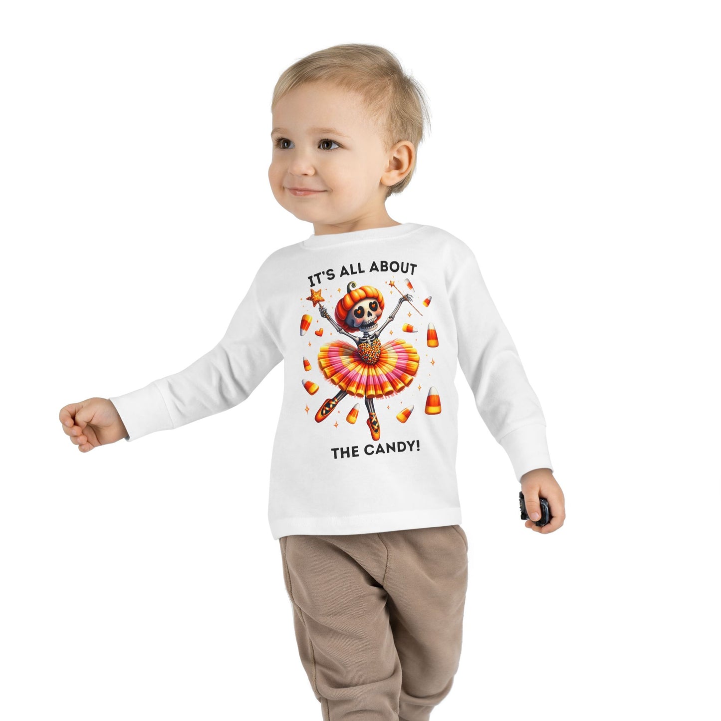 Toddler LS Tee - Halloween / Ballet Skeleton - It's all about the Candy! (01a)
