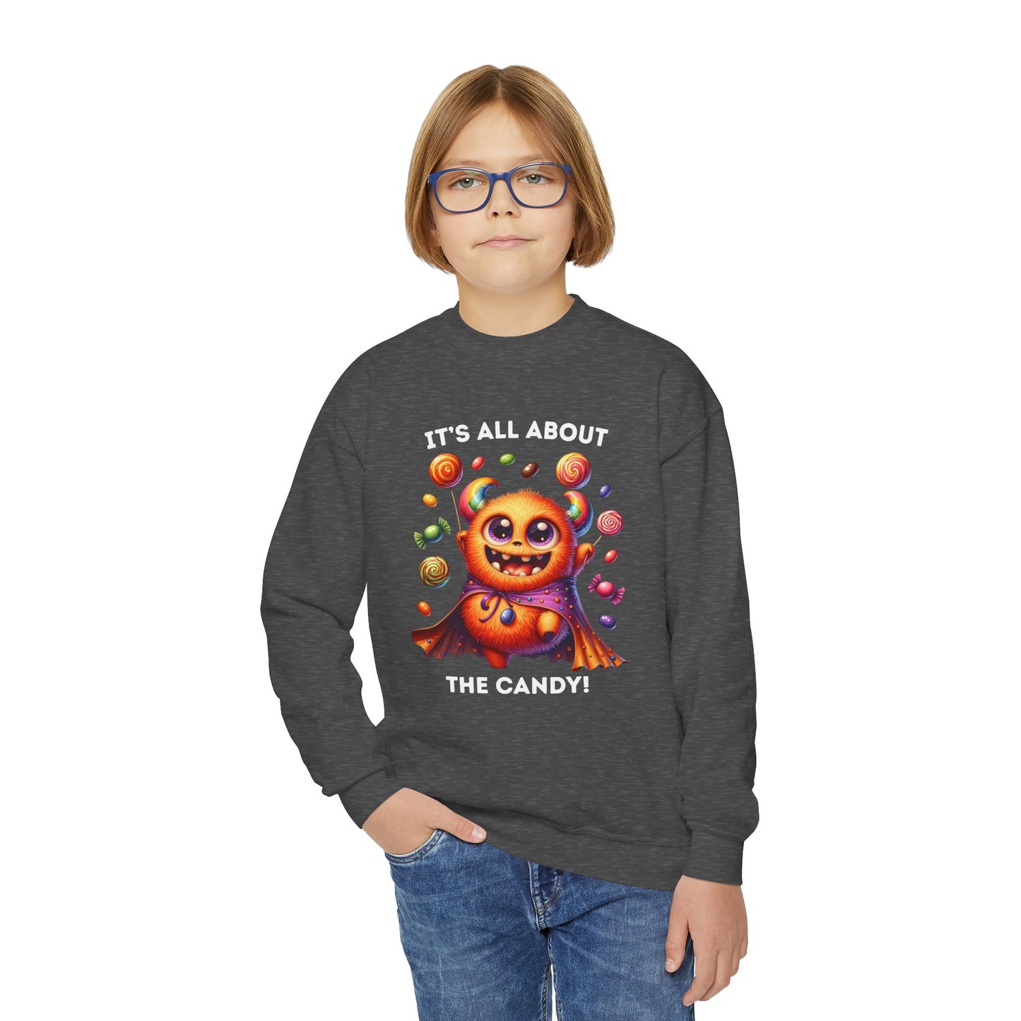 Sweatshirt - Halloween / Monster - It's all about the Candy! (01a)