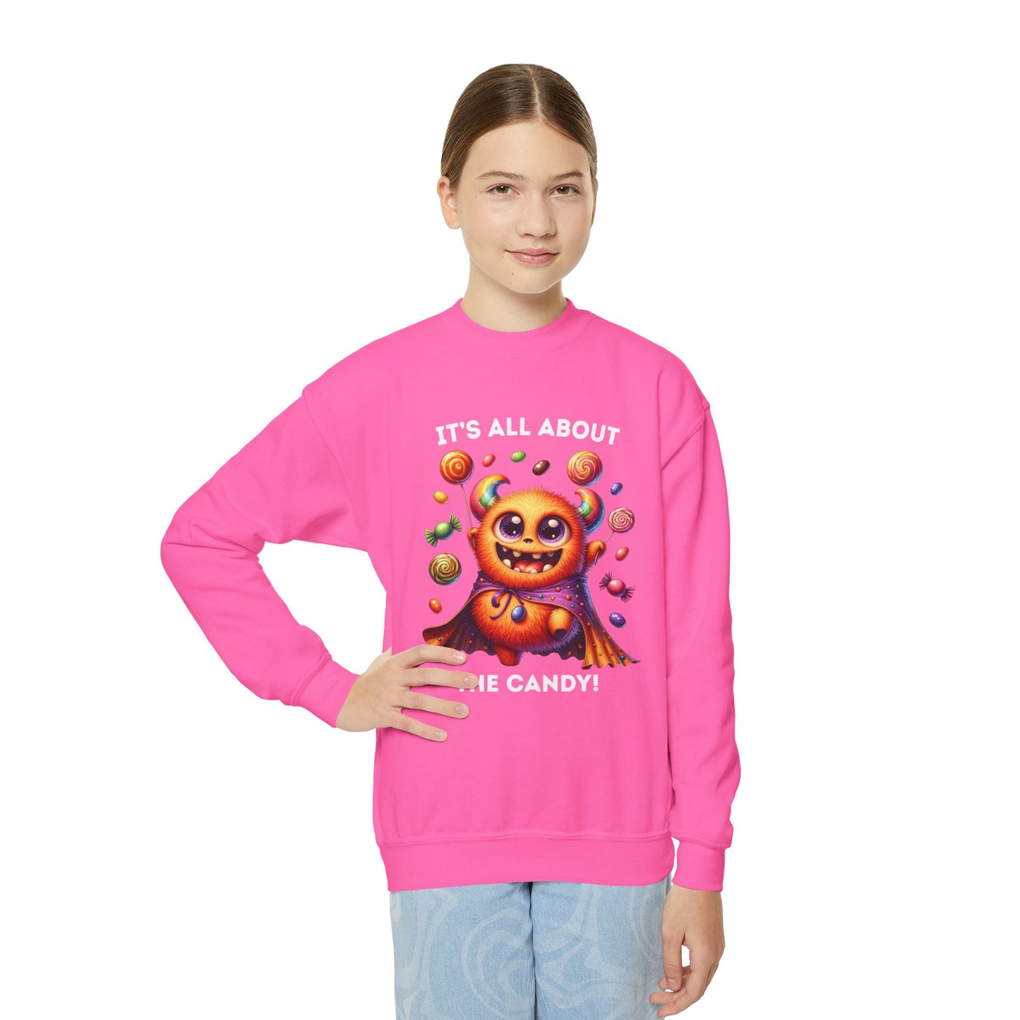 Sweatshirt - Halloween / Monster - It's all about the Candy! (01a)