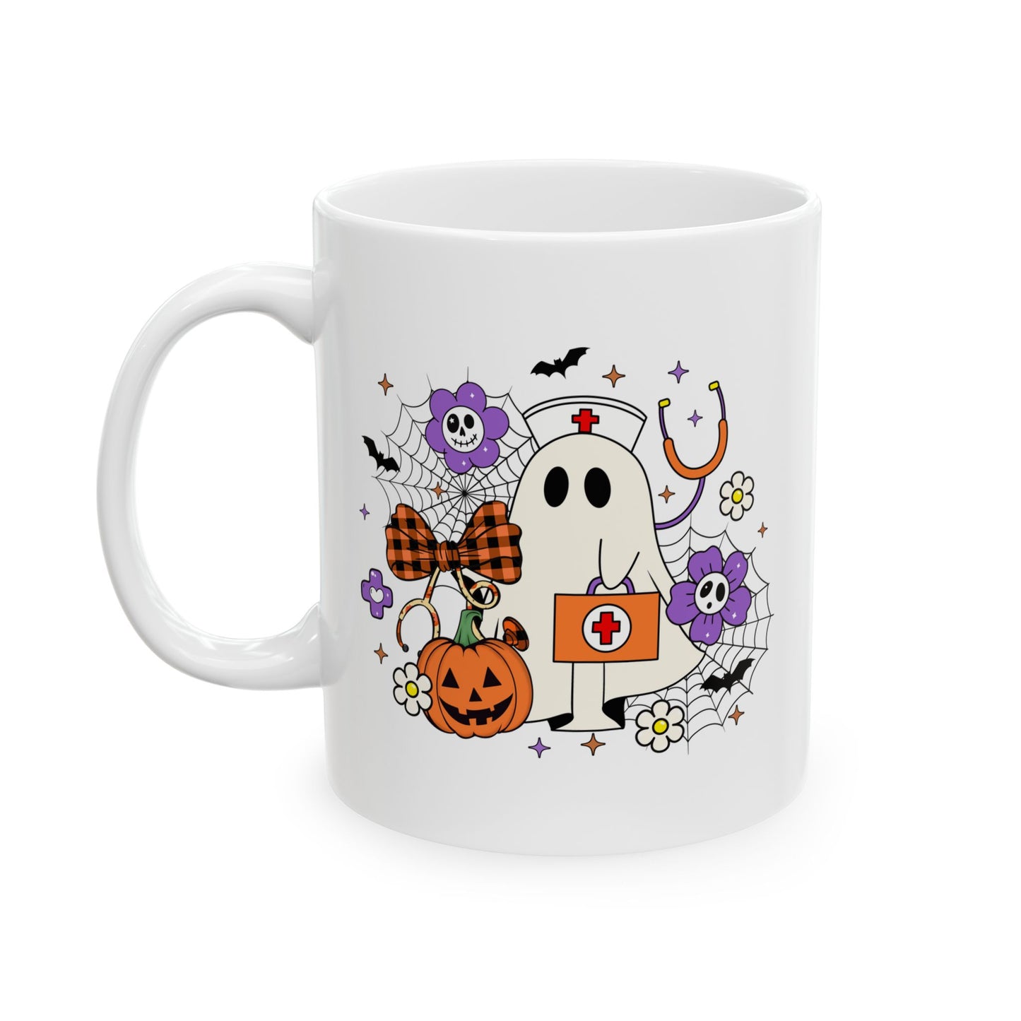 Ceramic Mug - Medical / Halloween Ghost with Medical Stuff (01a)
