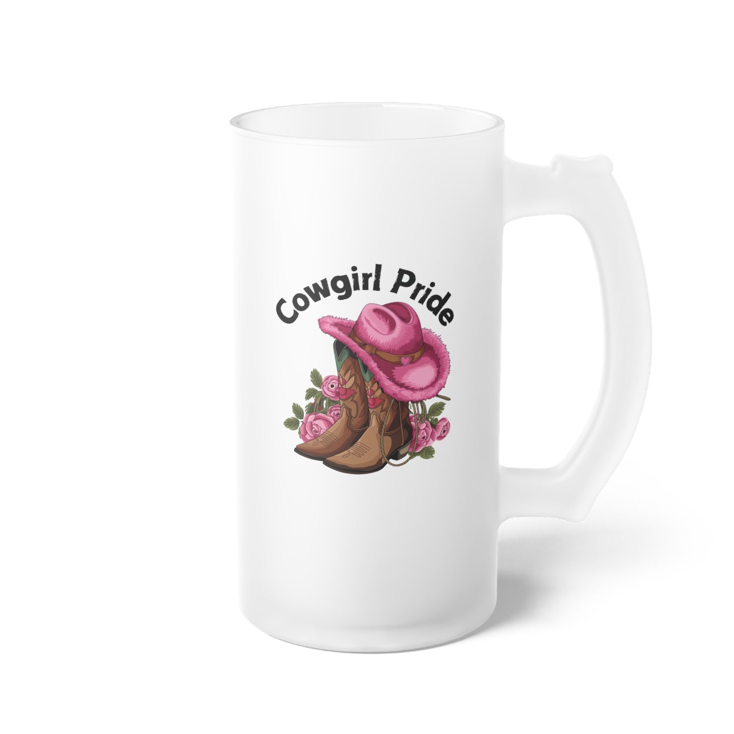 Frosted Glass Beer Mug - Cowgirl Pride (1)