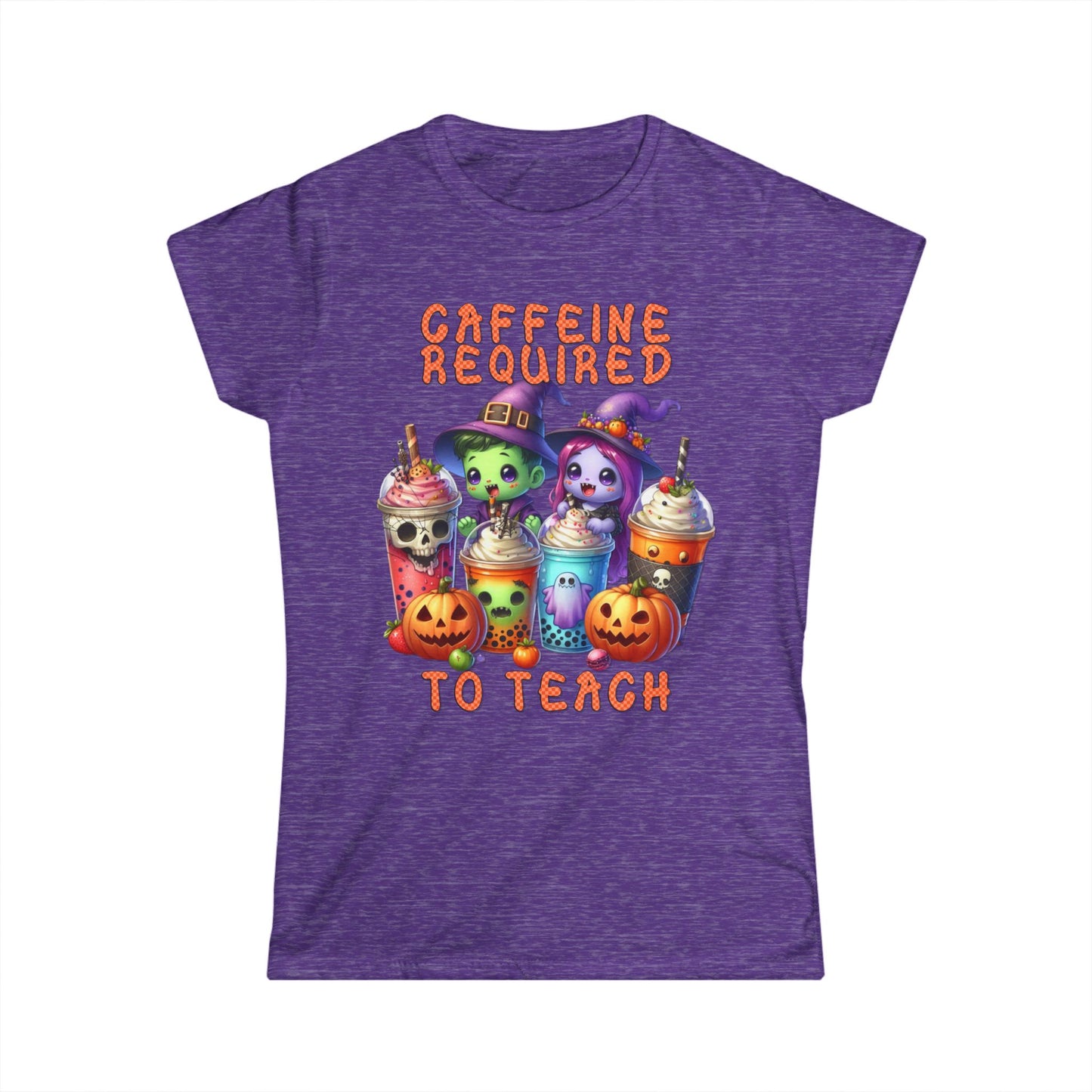 Female T-Shirt - Teacher / Halloween - Caffeine required to teach (01a)