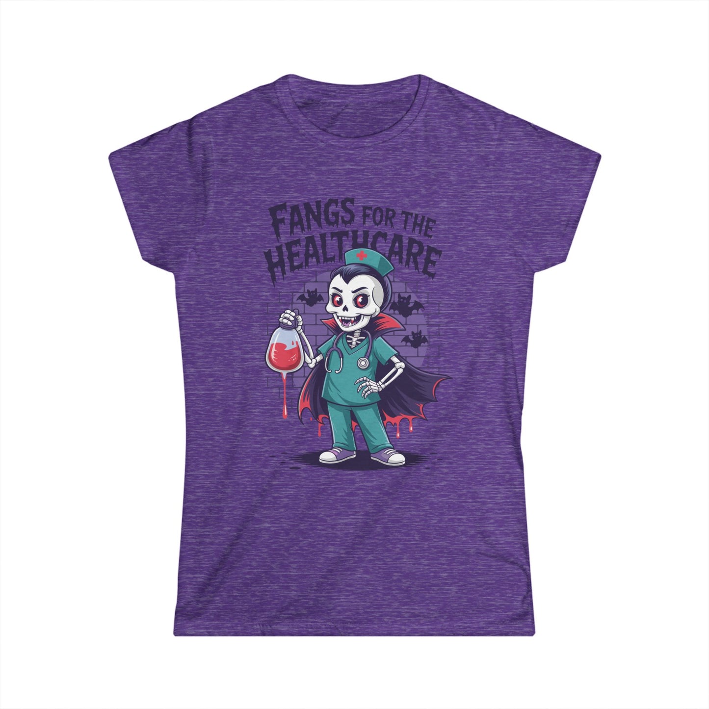 Female T-Shirt - Medical / Halloween - Fangs for the Healthcare (01a)