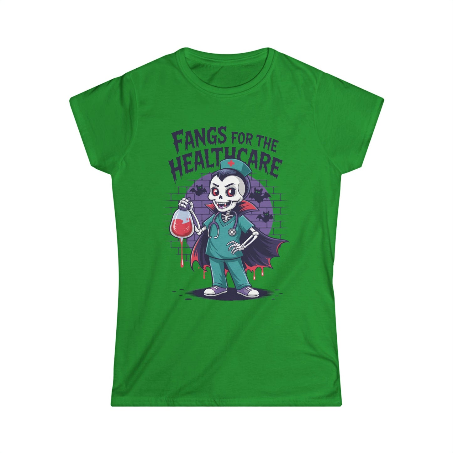 Female T-Shirt - Medical / Halloween - Fangs for the Healthcare (01a)