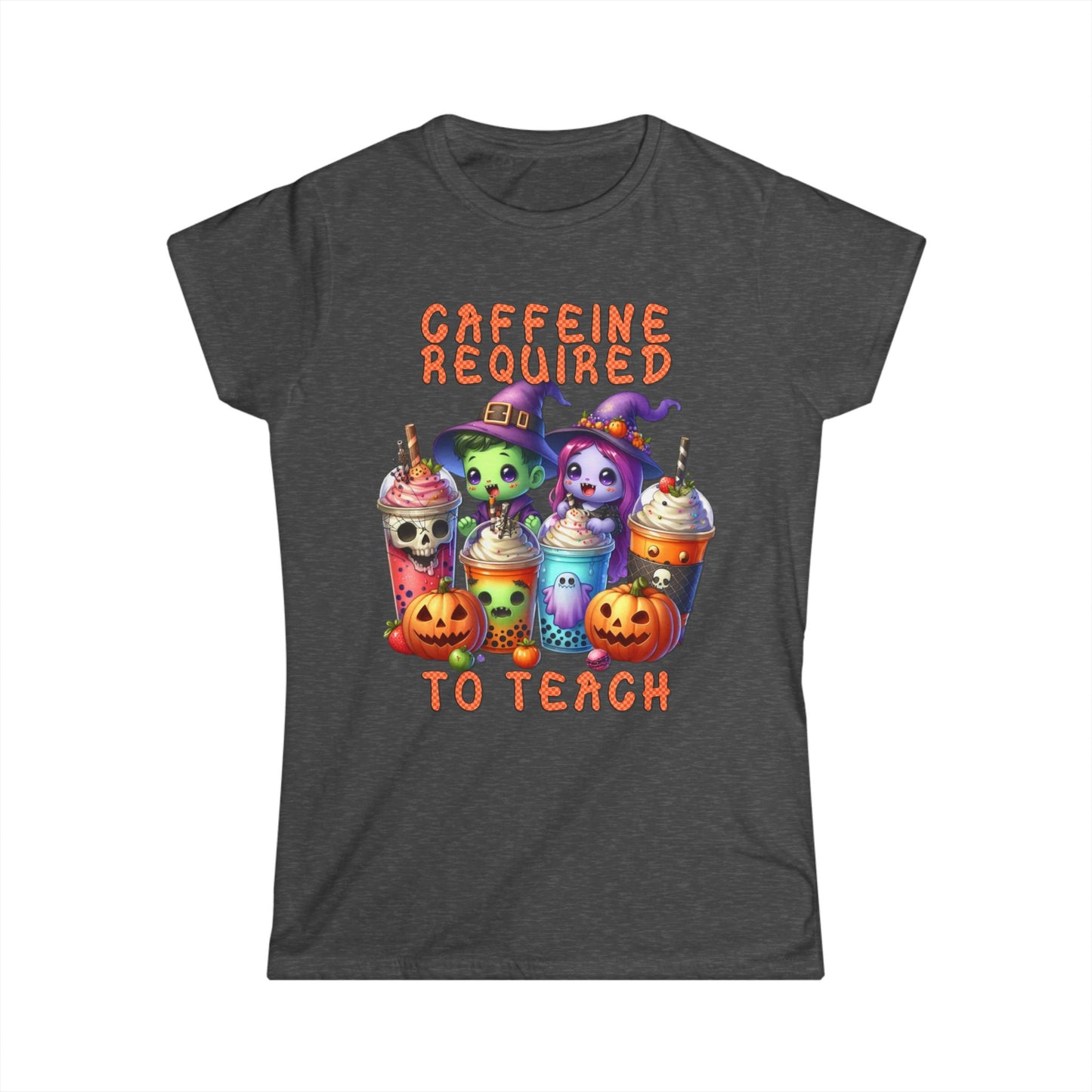Female T-Shirt - Teacher / Halloween - Caffeine required to teach (01a)