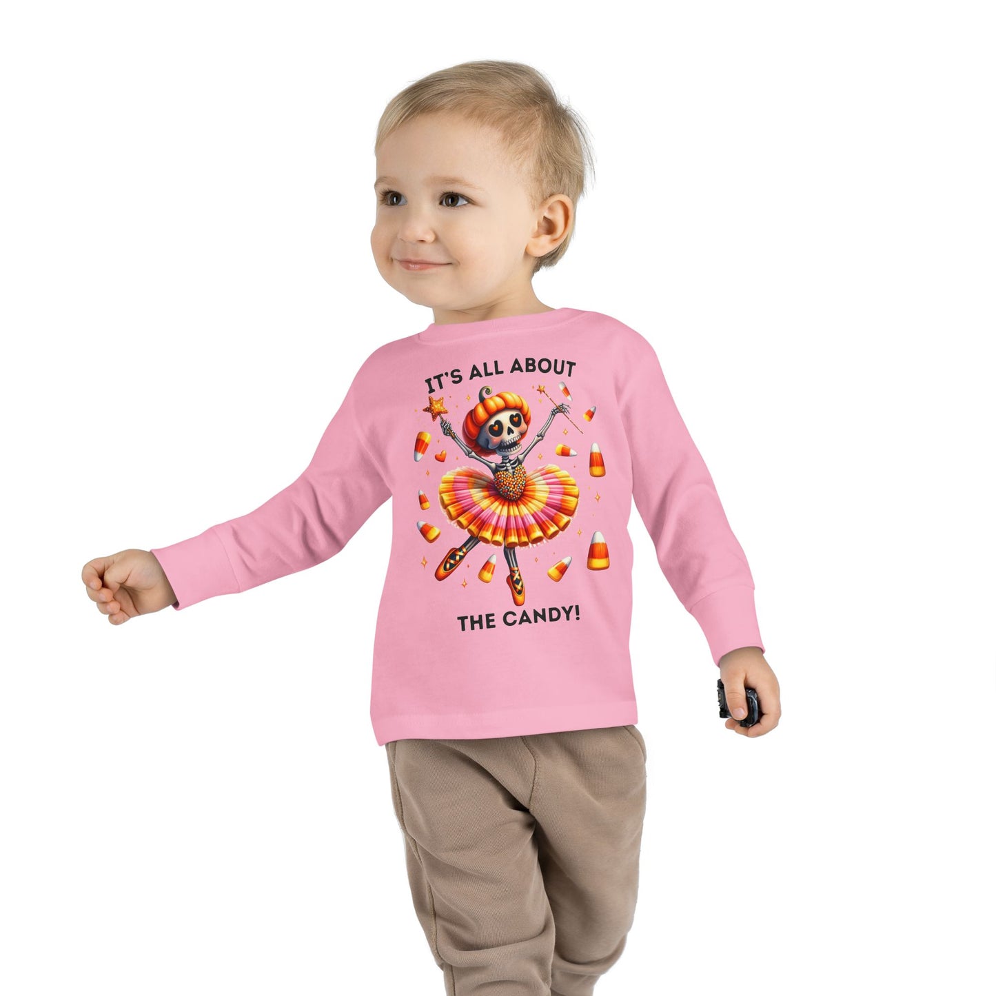 Toddler LS Tee - Halloween / Ballet Skeleton - It's all about the Candy! (01a)