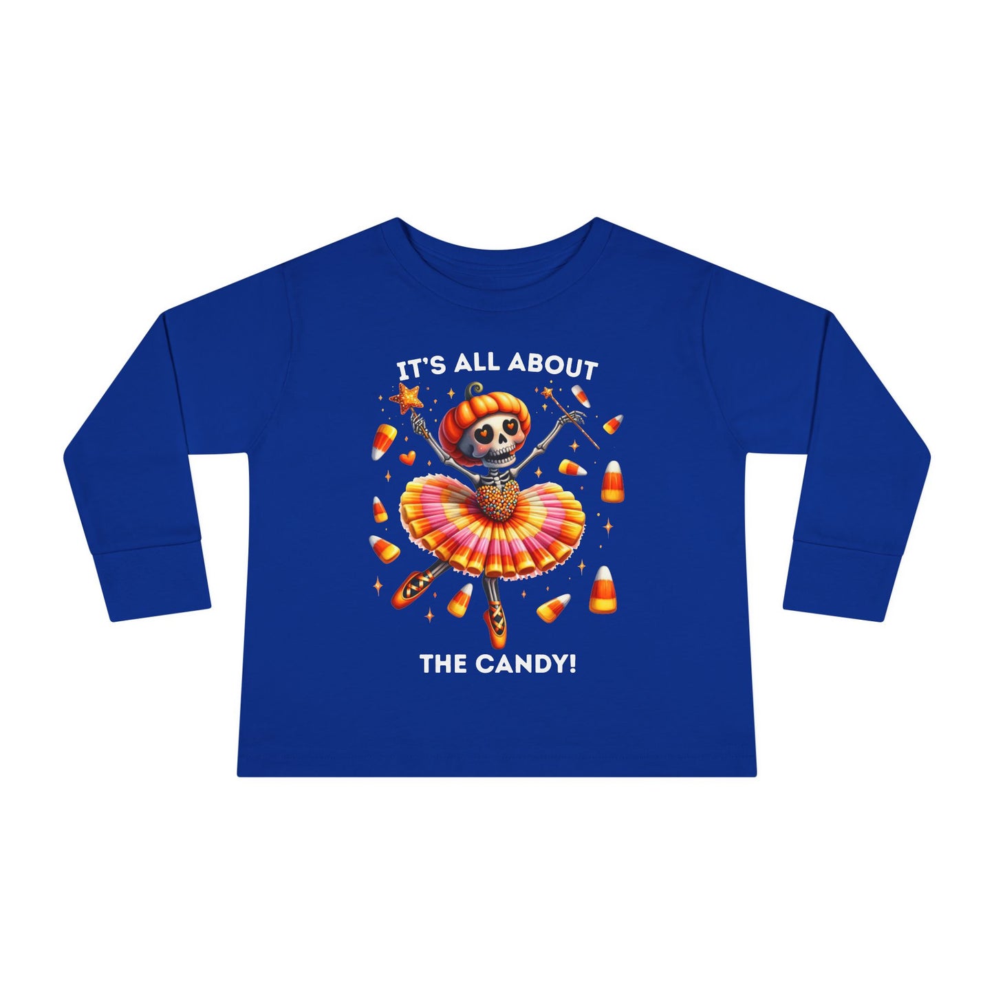 Toddler LS Tee - Halloween / Ballet Skeleton - It's all about the Candy! (01a)