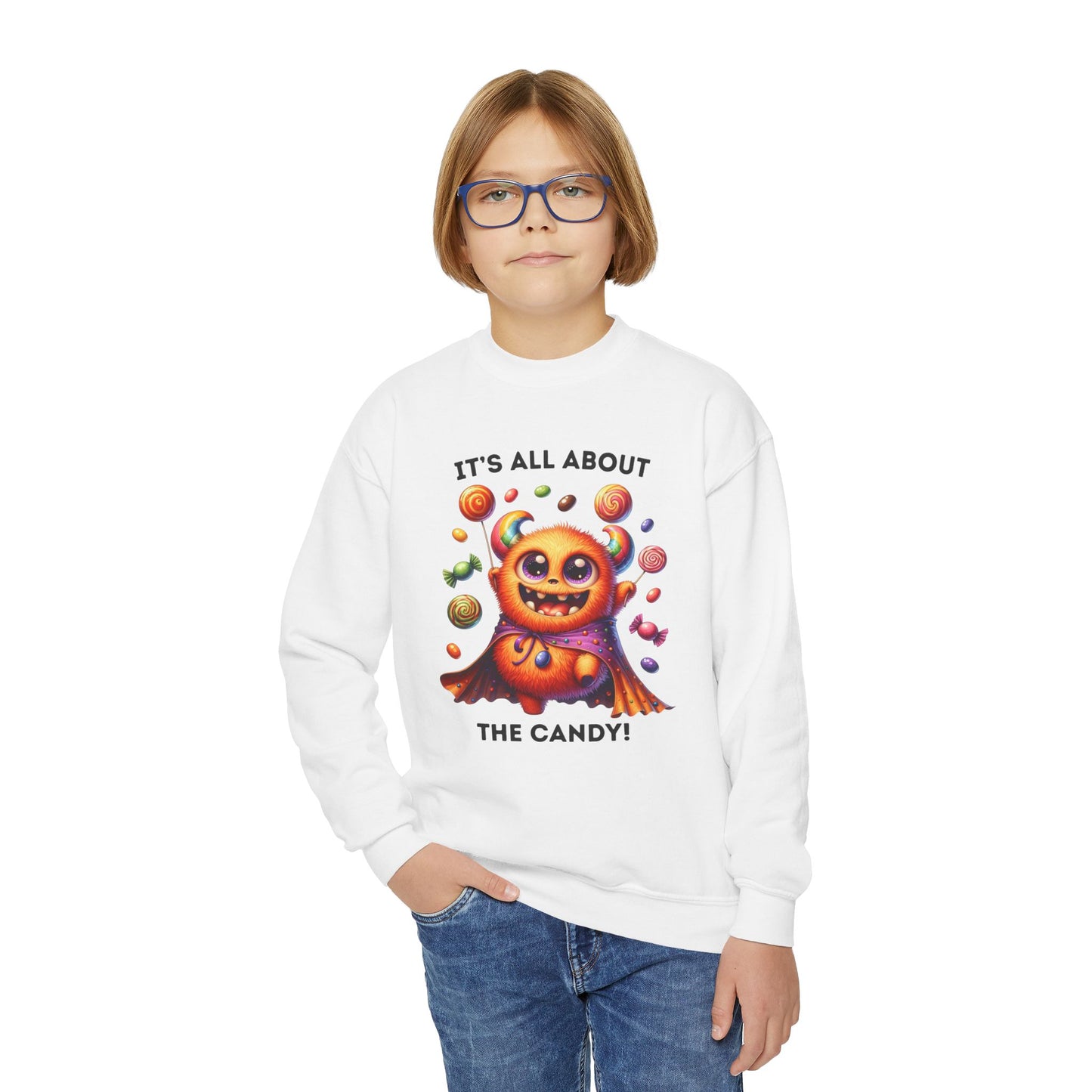 Sweatshirt - Halloween / Monster - It's all about the Candy! (01a)