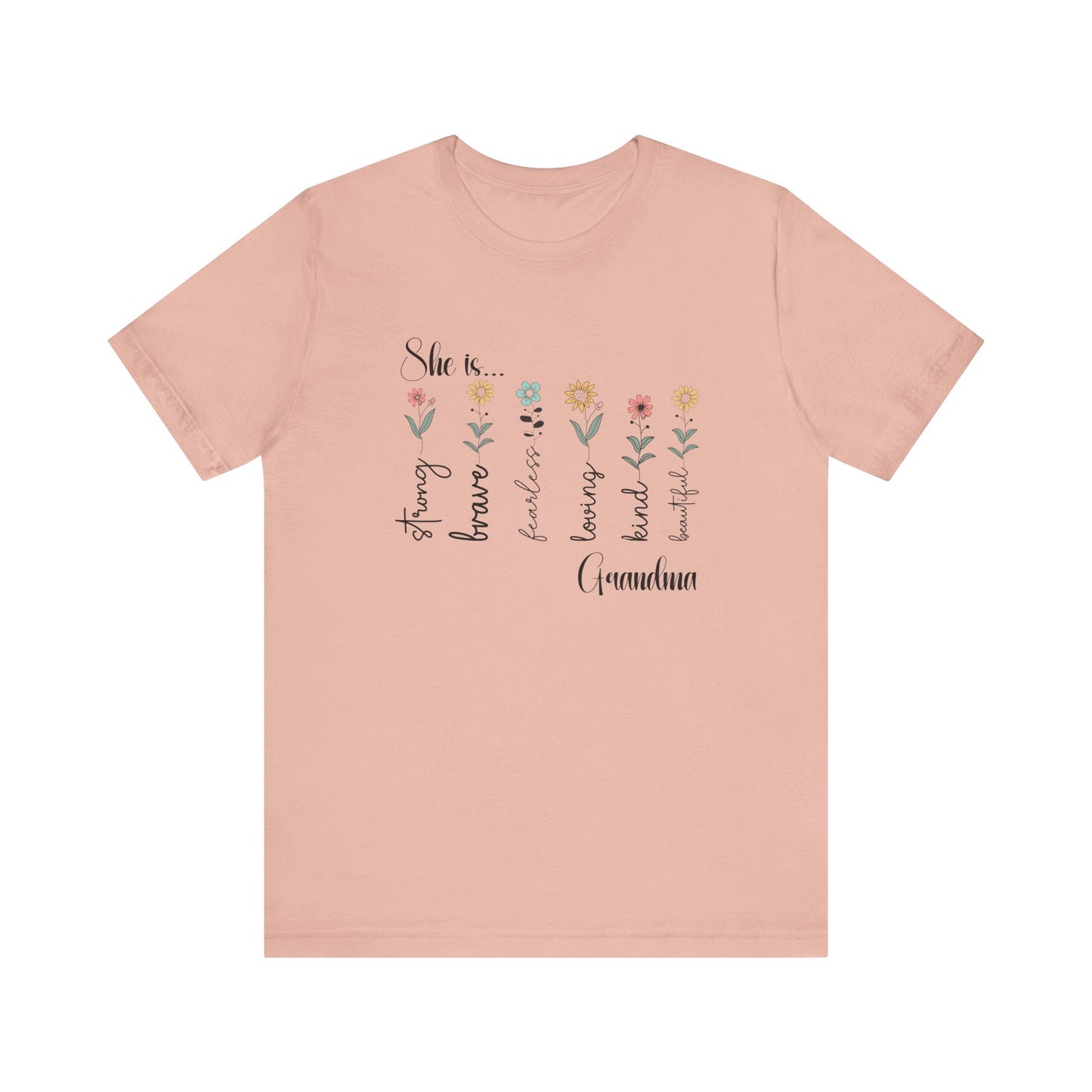 T-Shirt - Family / Grandma - Strong, Brave, Beautiful Floral Design (1)