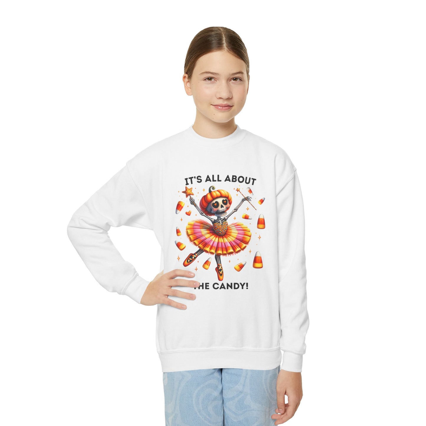 Child Sweatshirt - Halloween / Ballet Skeleton - It's all about the Candy! (01a)