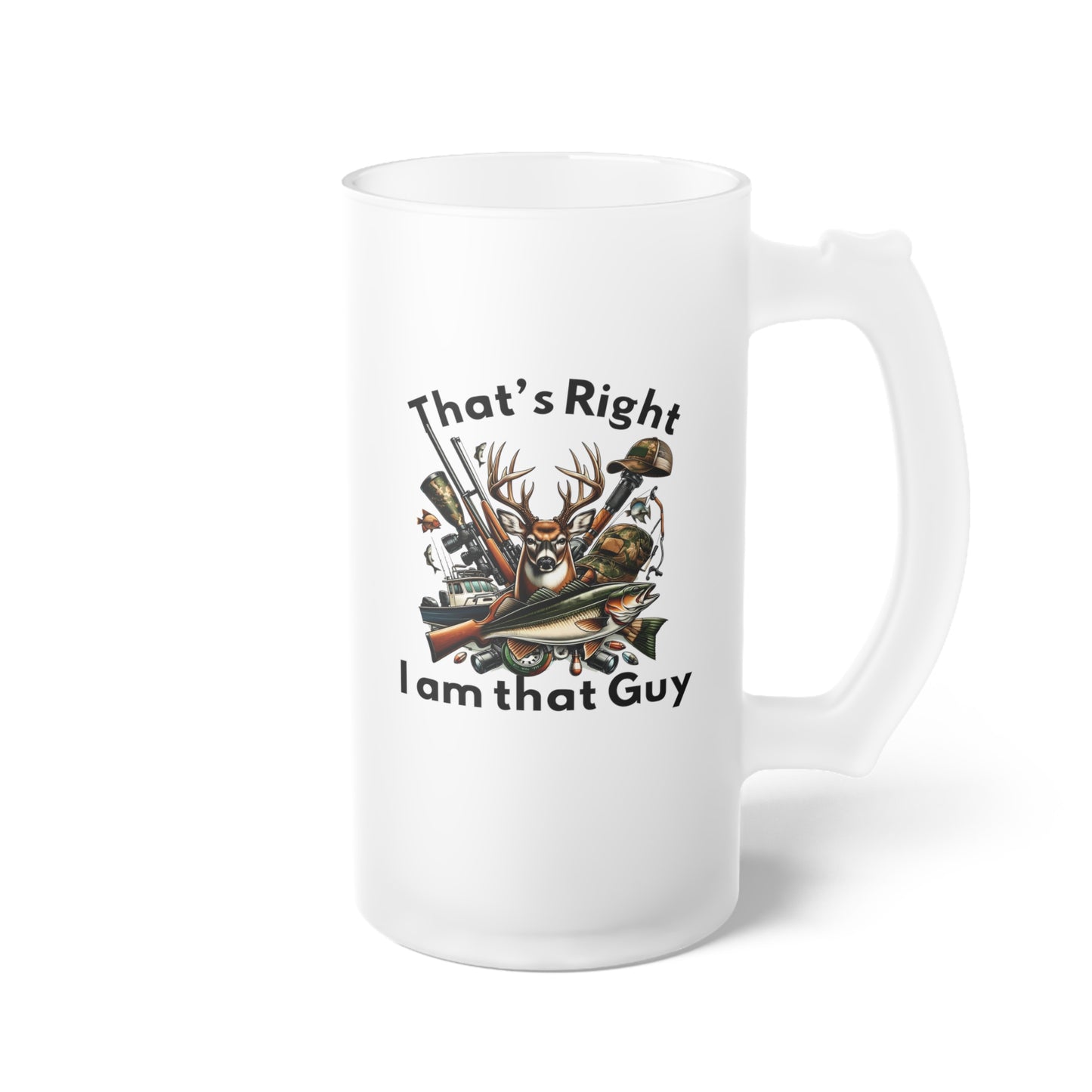 Frosted Glass Beer Mug - Hunter - I am that guy (1)