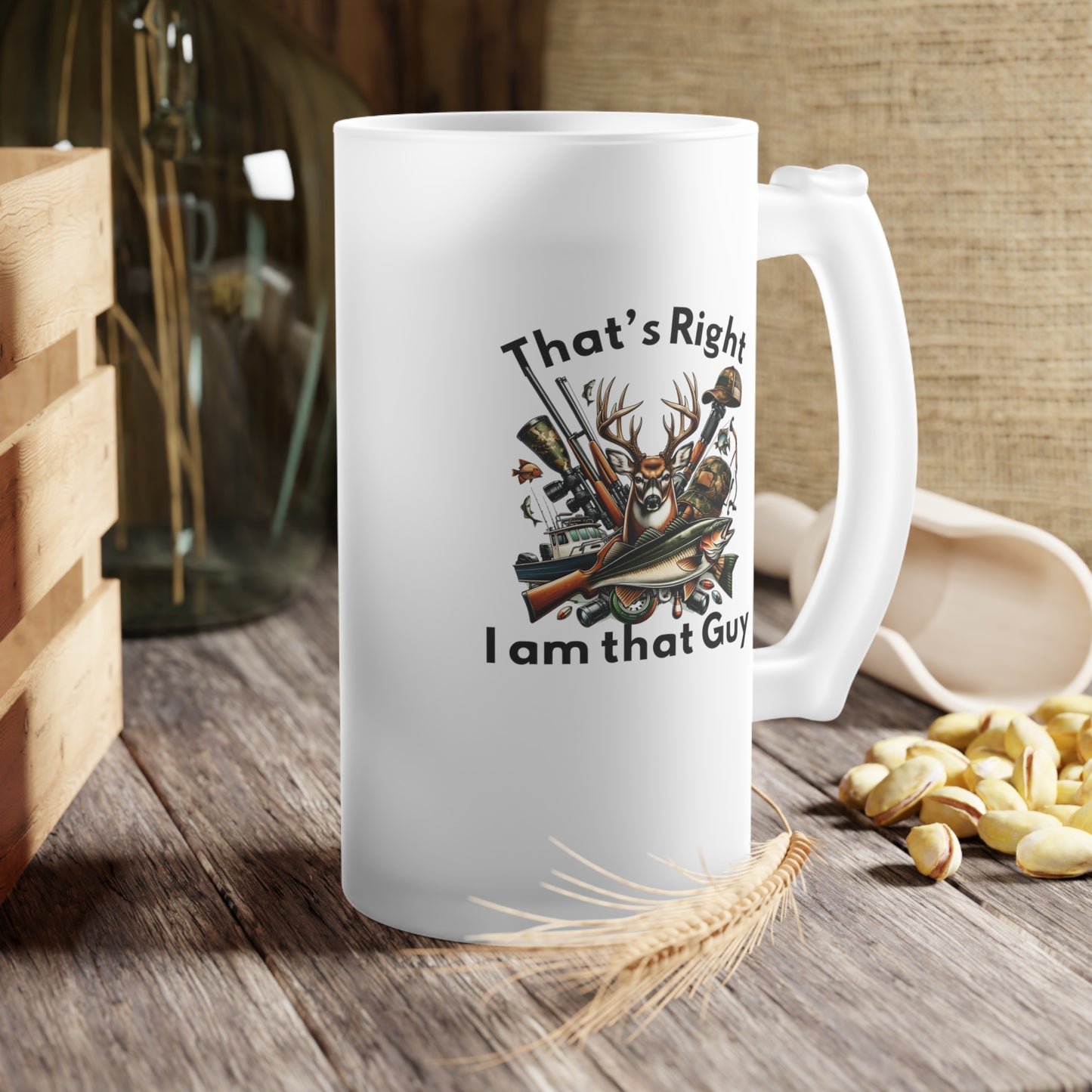 Frosted Glass Beer Mug - Hunter - I am that guy (1)