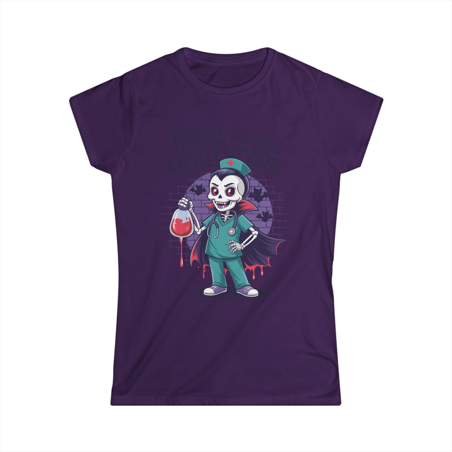 Female T-Shirt - Medical / Halloween - Fangs for the Healthcare (01a)