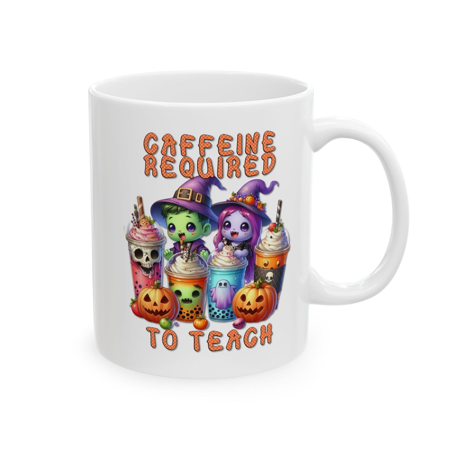 Ceramic Mug - Teacher / Halloween - Caffeine required to teach (01a)