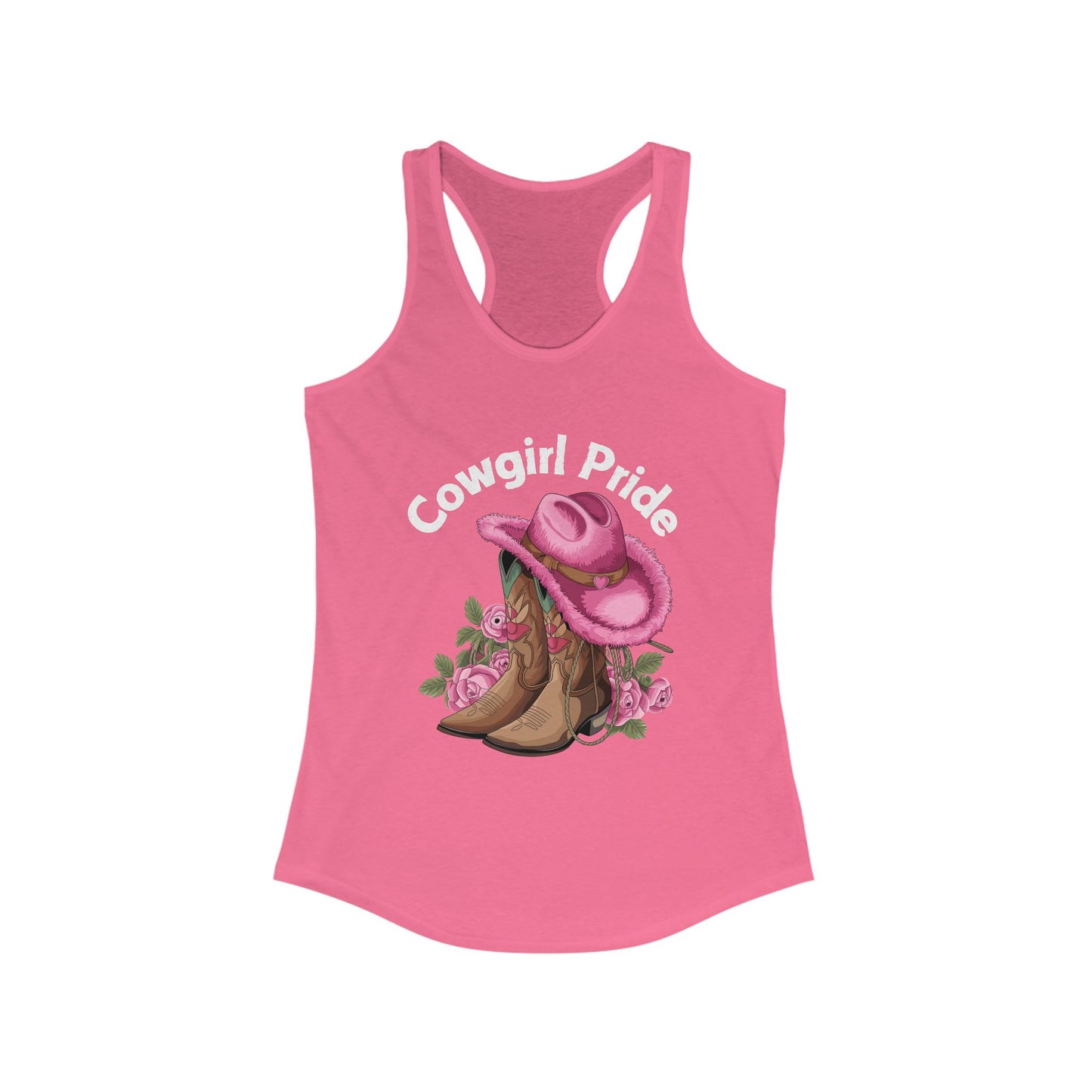 Female Tank Top - Cowgirl Pride (1) - Razor Back - White Writing