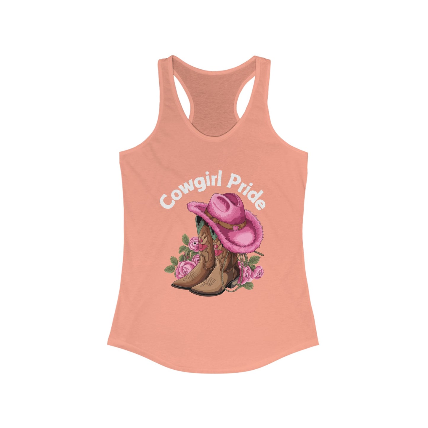 Female Tank Top - Cowgirl Pride (1) - Razor Back - White Writing
