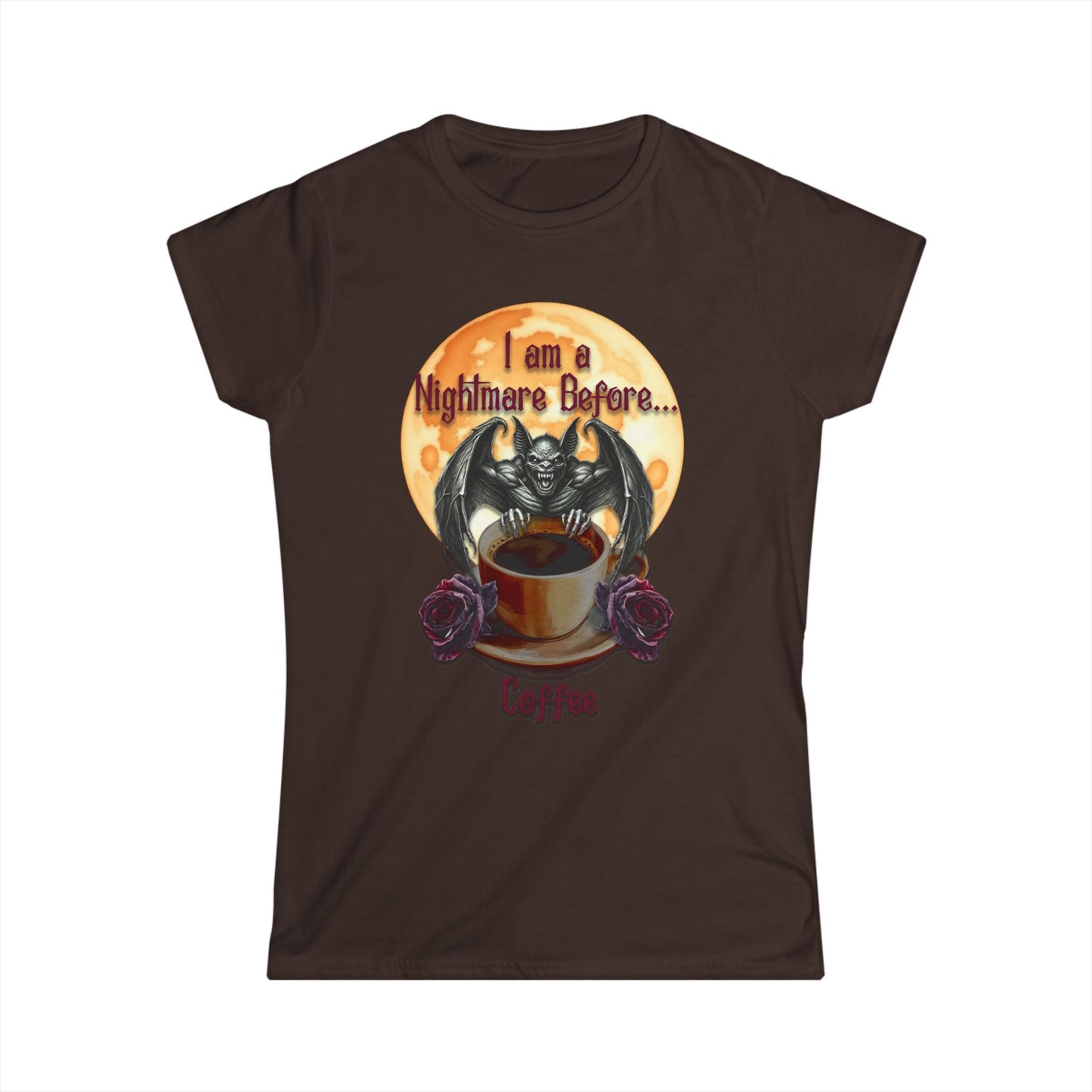 Female T-Shirt - Halloween - Nightmare Before Coffee (1a) - Front Only