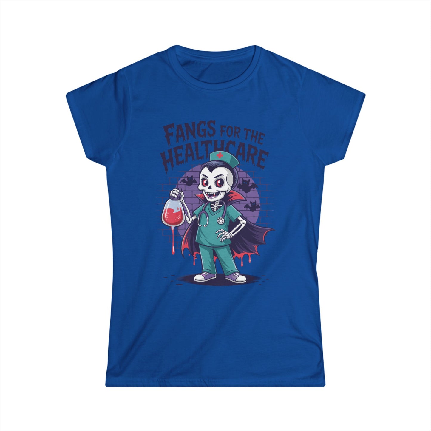 Female T-Shirt - Medical / Halloween - Fangs for the Healthcare (01a)