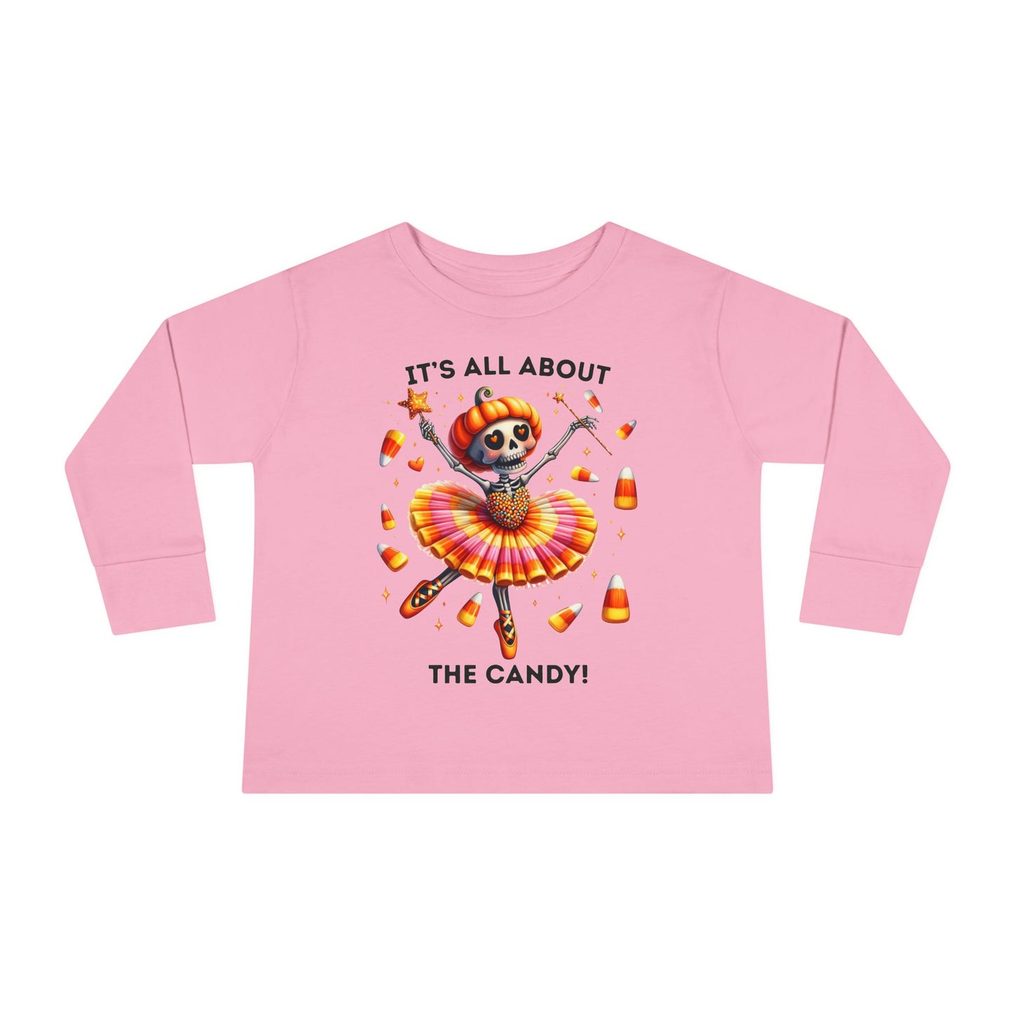 Toddler LS Tee - Halloween / Ballet Skeleton - It's all about the Candy! (01a)