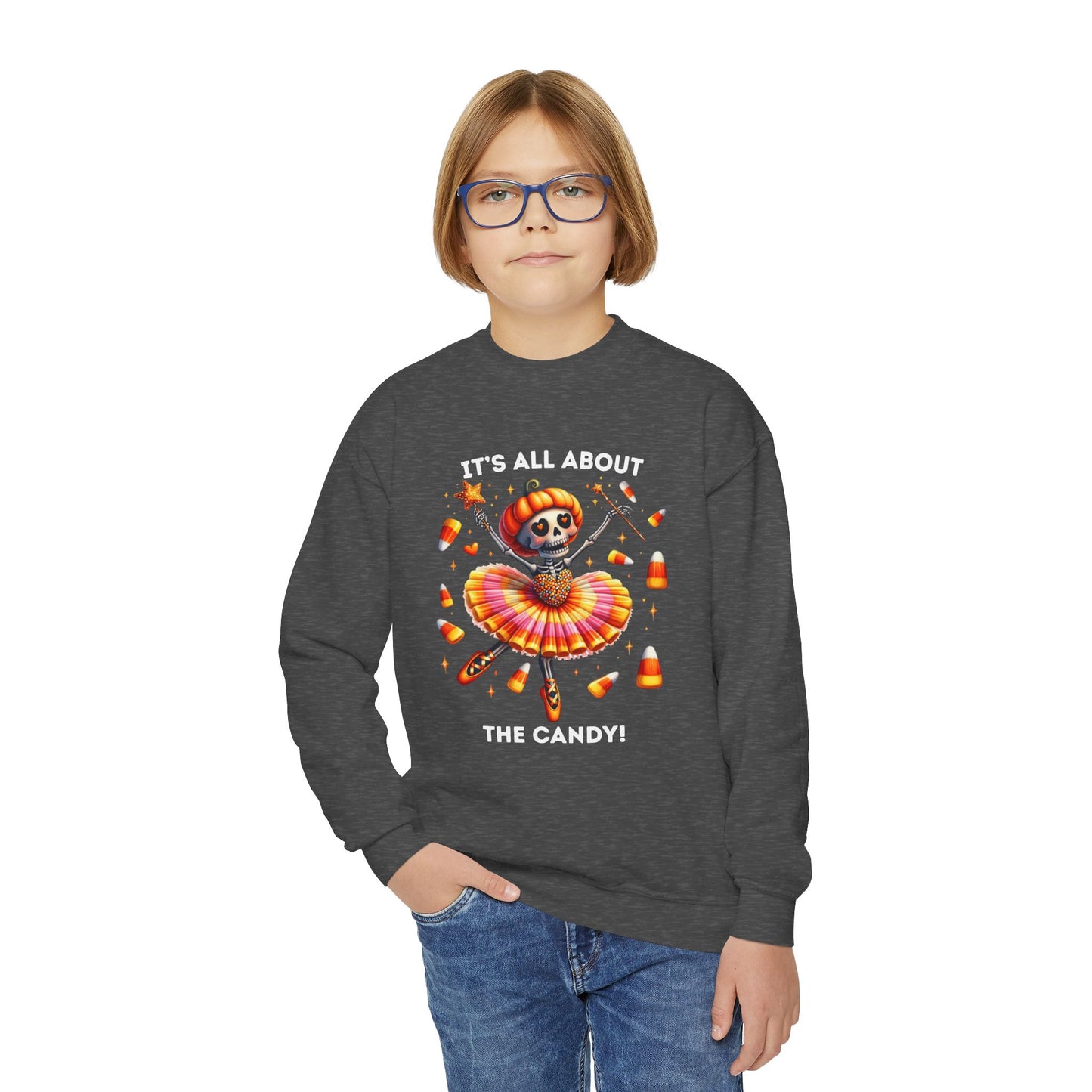 Child Sweatshirt - Halloween / Ballet Skeleton - It's all about the Candy! (01a)