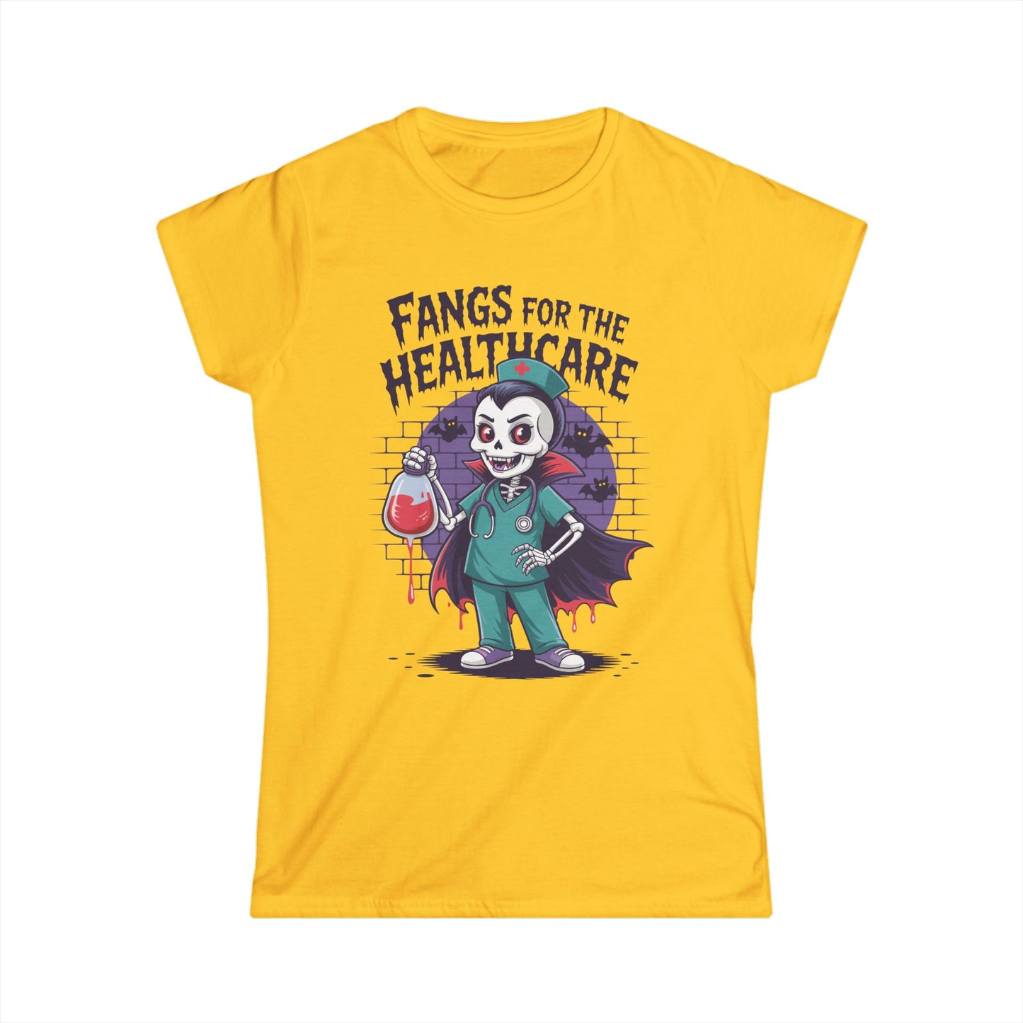 Female T-Shirt - Medical / Halloween - Fangs for the Healthcare (01a)