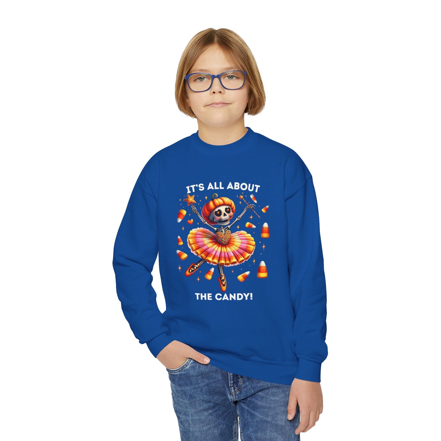 Child Sweatshirt - Halloween / Ballet Skeleton - It's all about the Candy! (01a)