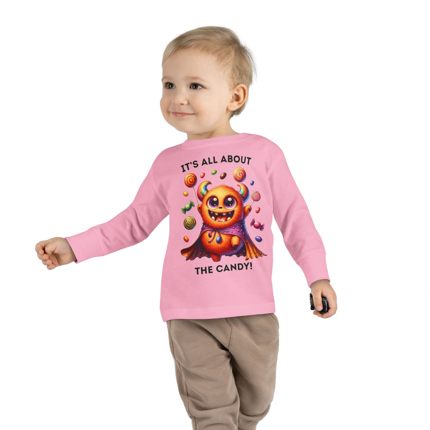 Toddler LS Tee - Halloween / Monster - It's all about the Candy! (01a)
