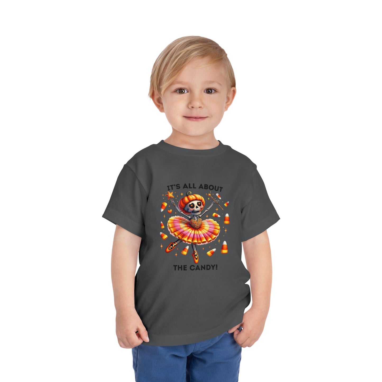 Toddler Tee - Halloween / Ballet Skeleton - It's all about the Candy! (01a)