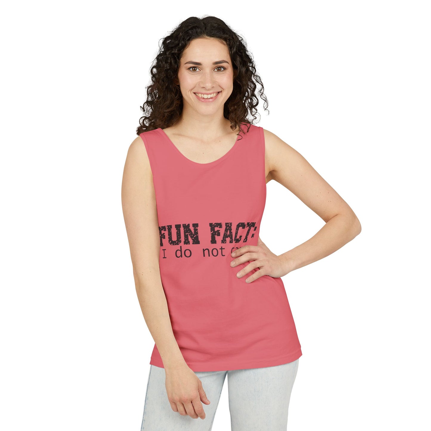Unisex Tank Top - Funny - Fun Fact: I Do Not Care - Black Writing