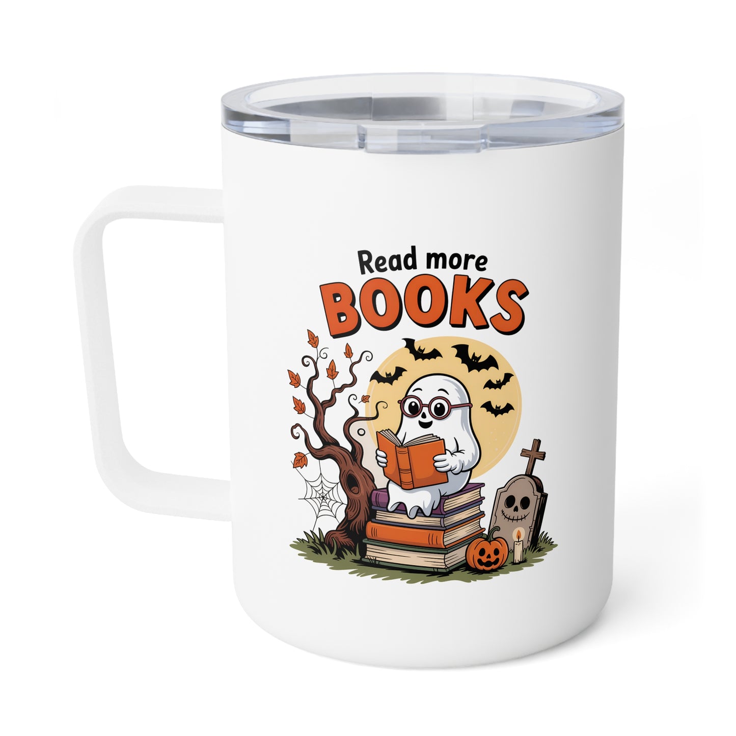 Insulated Mug - Teacher / Halloween - Read More Books (01a)