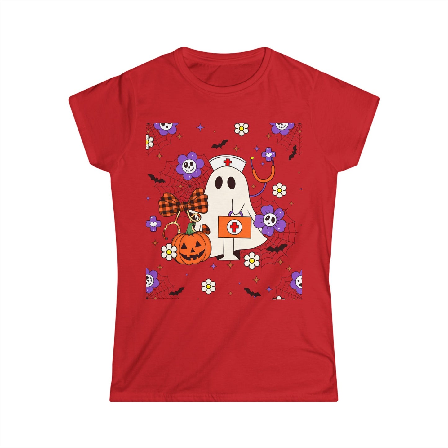 Female T-Shirt -Medical / Halloween Ghost with Medical Stuff (01a)