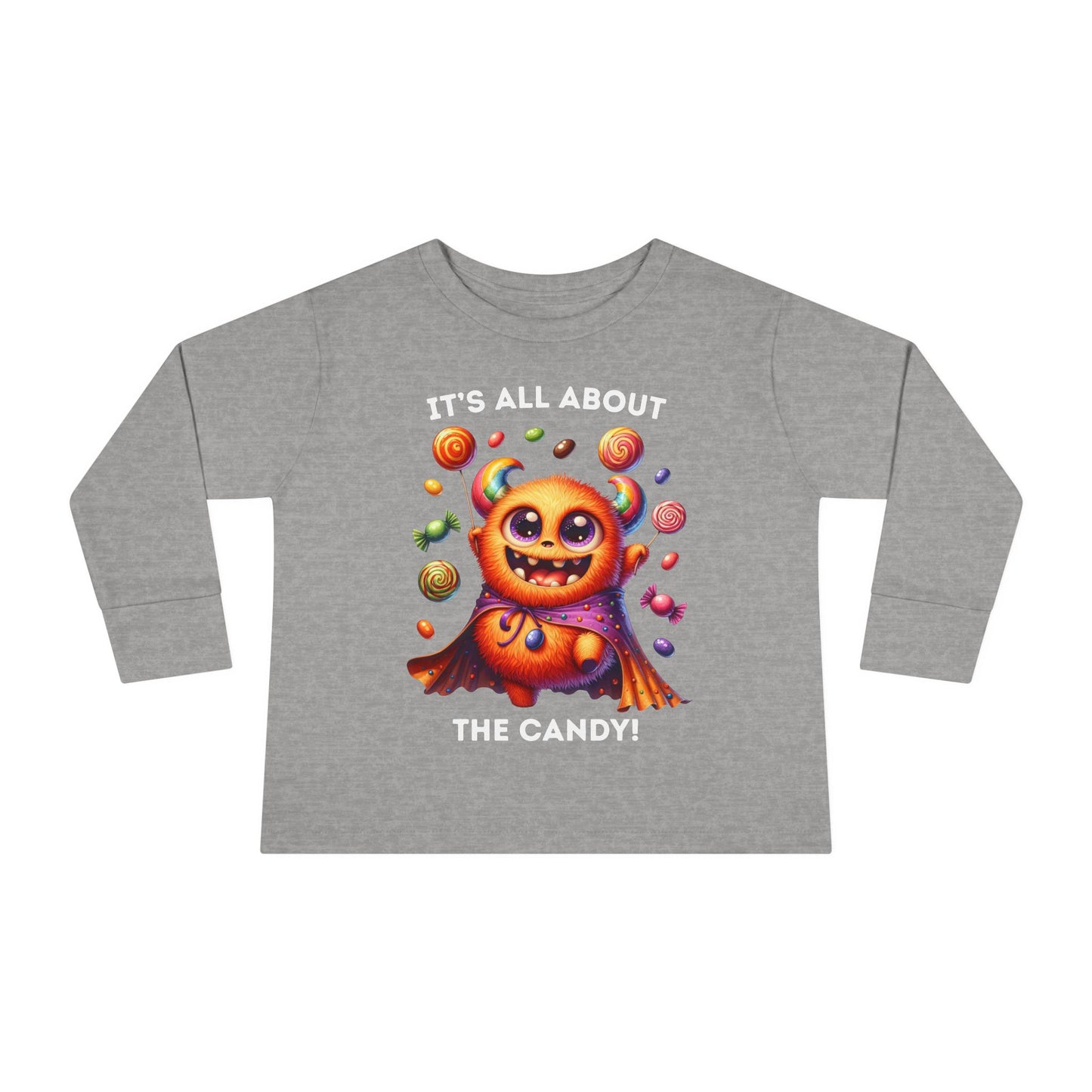 Toddler LS Tee - Halloween / Monster - It's all about the Candy! (01a)