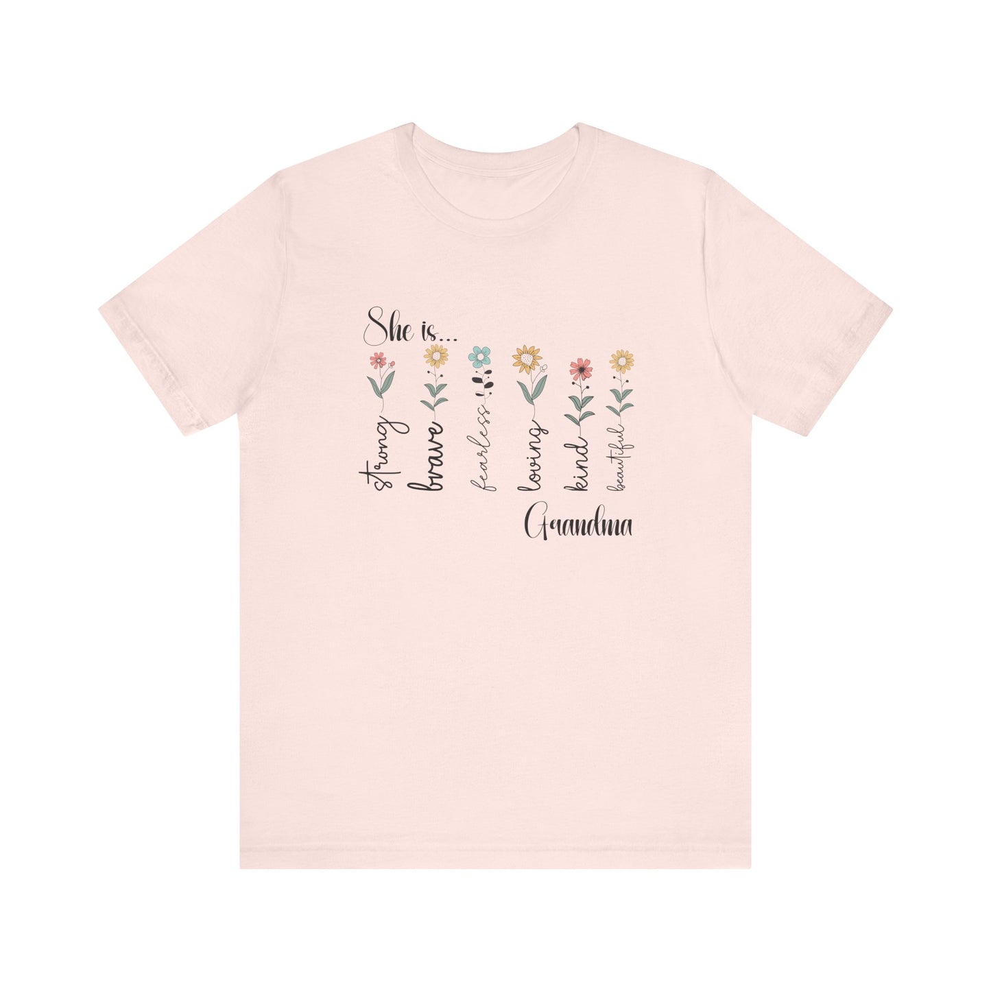 T-Shirt - Family / Grandma - Strong, Brave, Beautiful Floral Design (1)