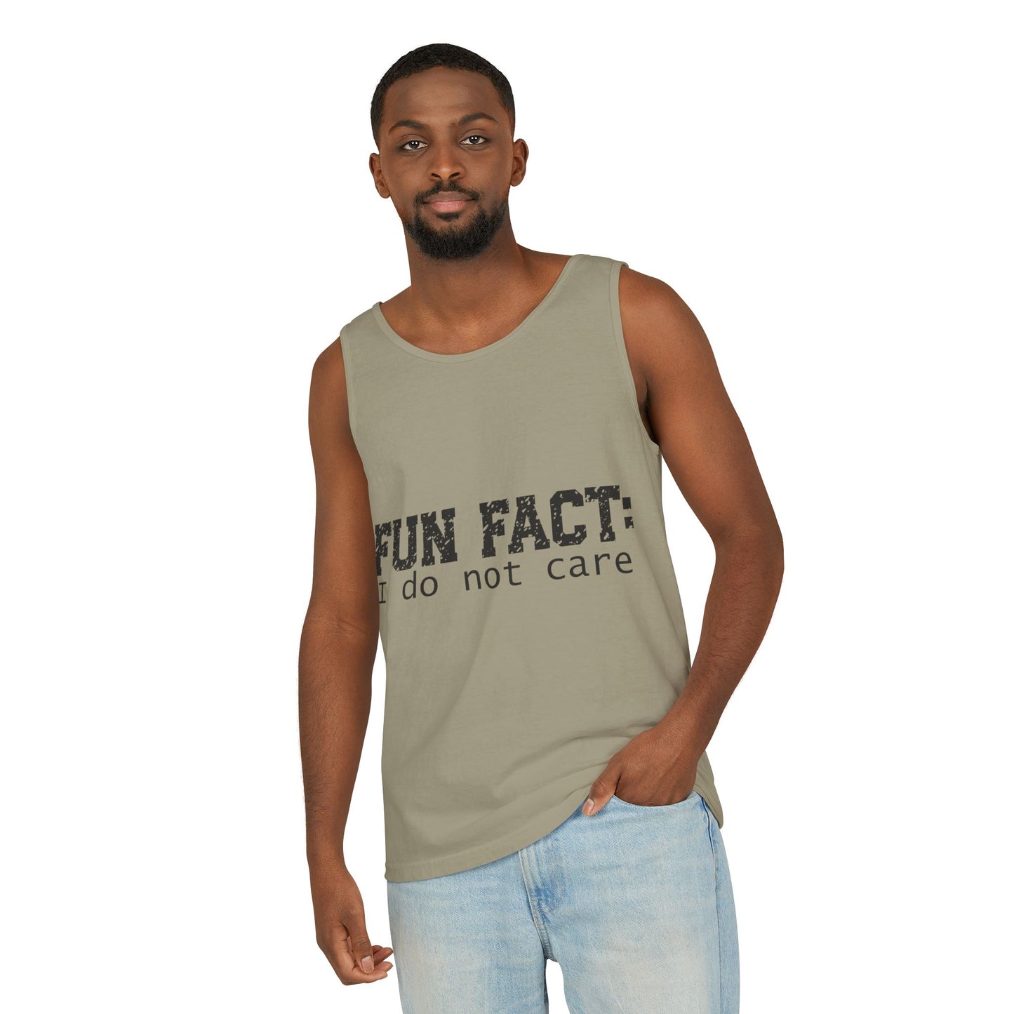 Unisex Tank Top - Funny - Fun Fact: I Do Not Care - Black Writing