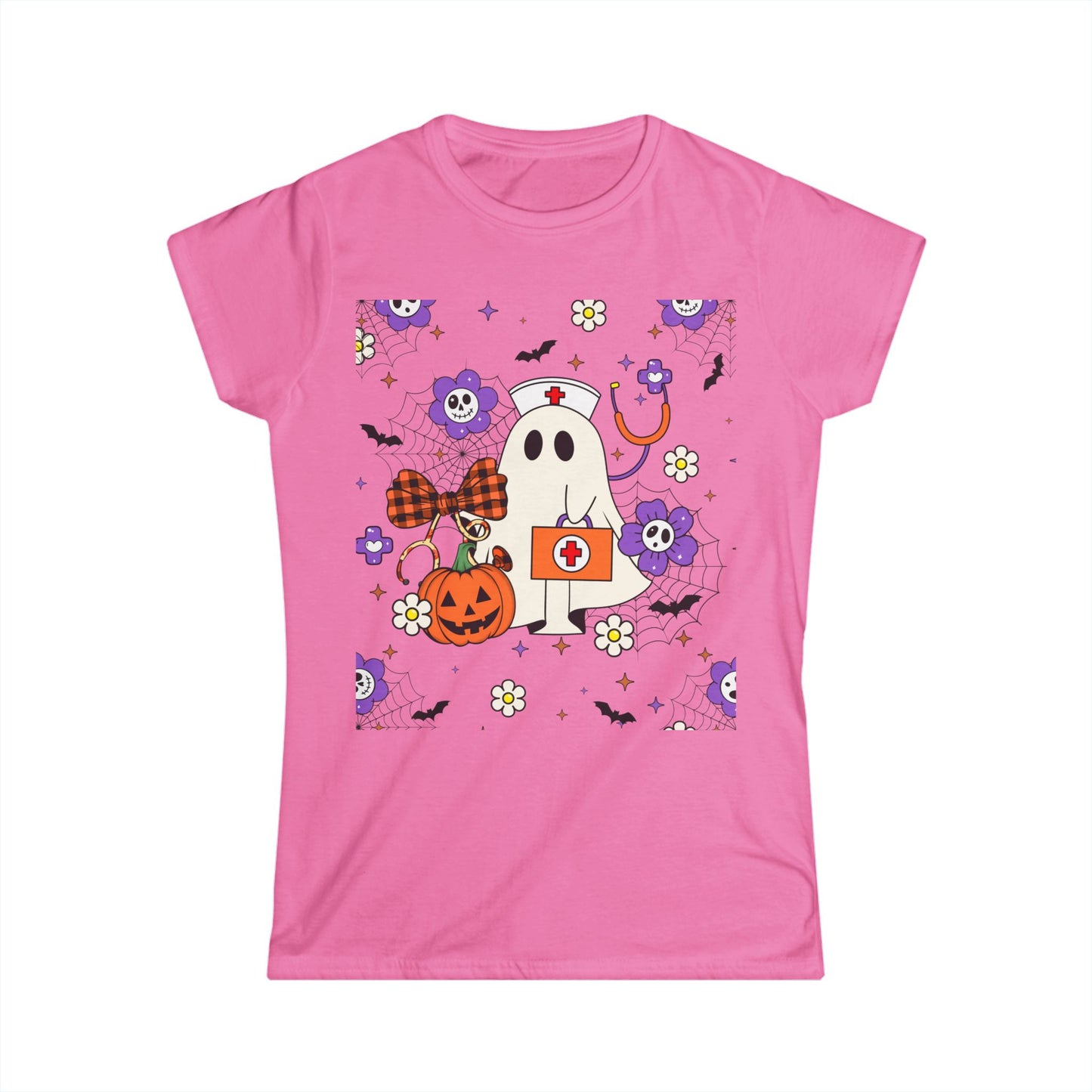 Female T-Shirt -Medical / Halloween Ghost with Medical Stuff (01a)